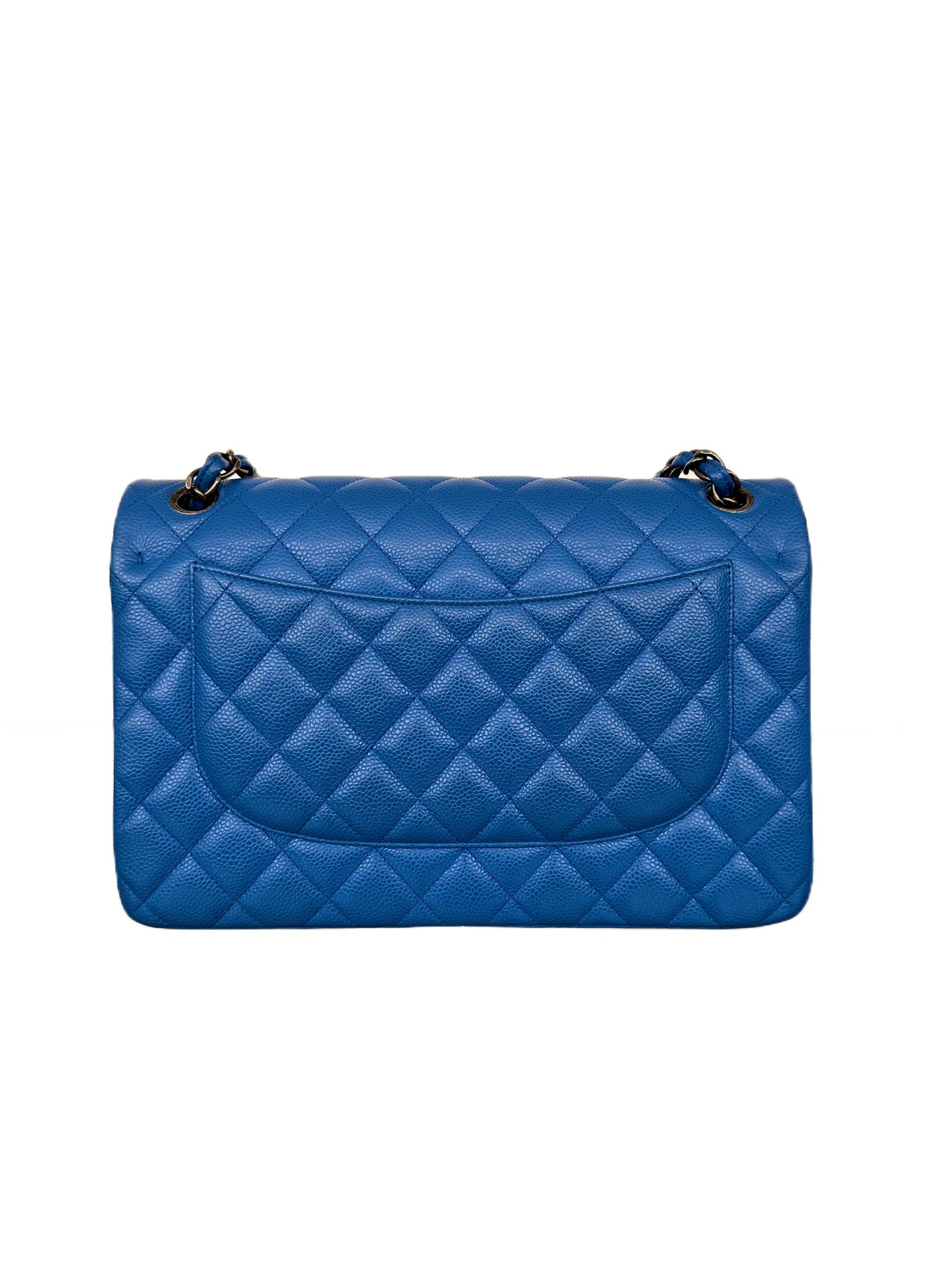 Chanel Classic Double Flap Bag Quilted Caviar Jumbo Sapphire Blue