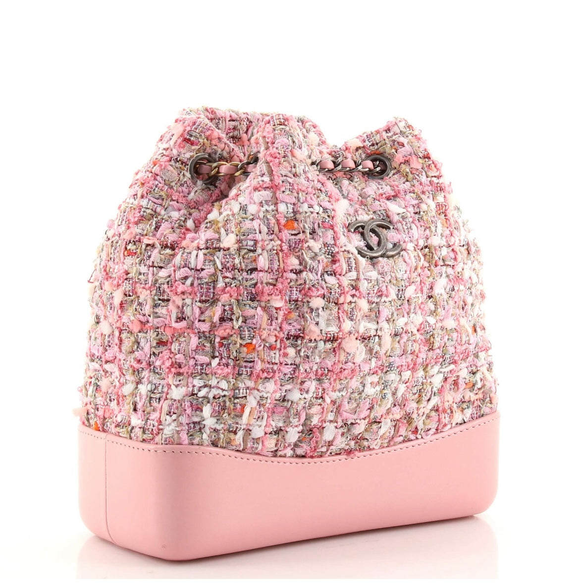 Chanel Gabrielle Backpack Quilted Tweed Small Pink