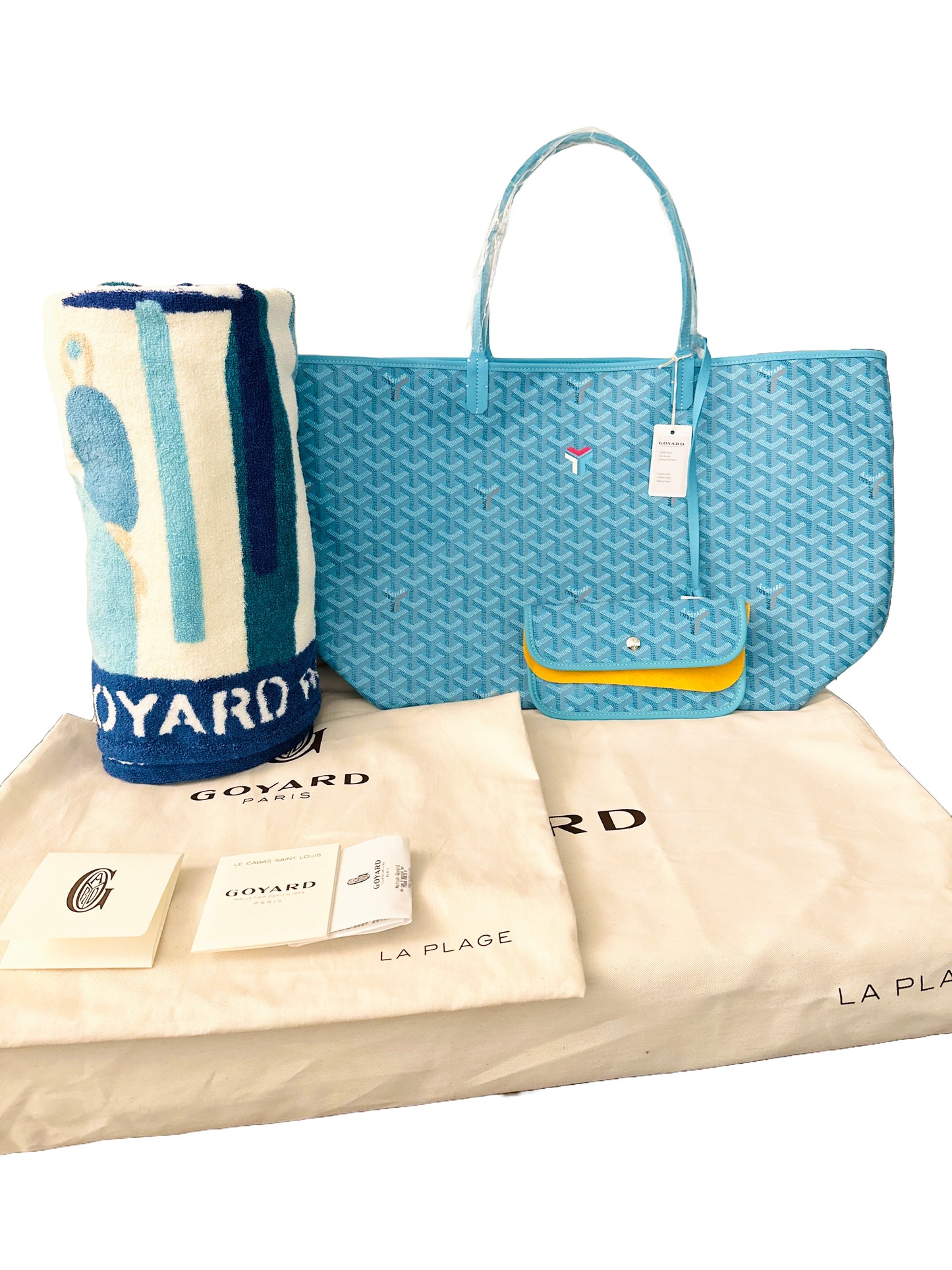 Goyard Saint Louis GM Turquoise Blue Lagoon Limited Edition with Balise Towel