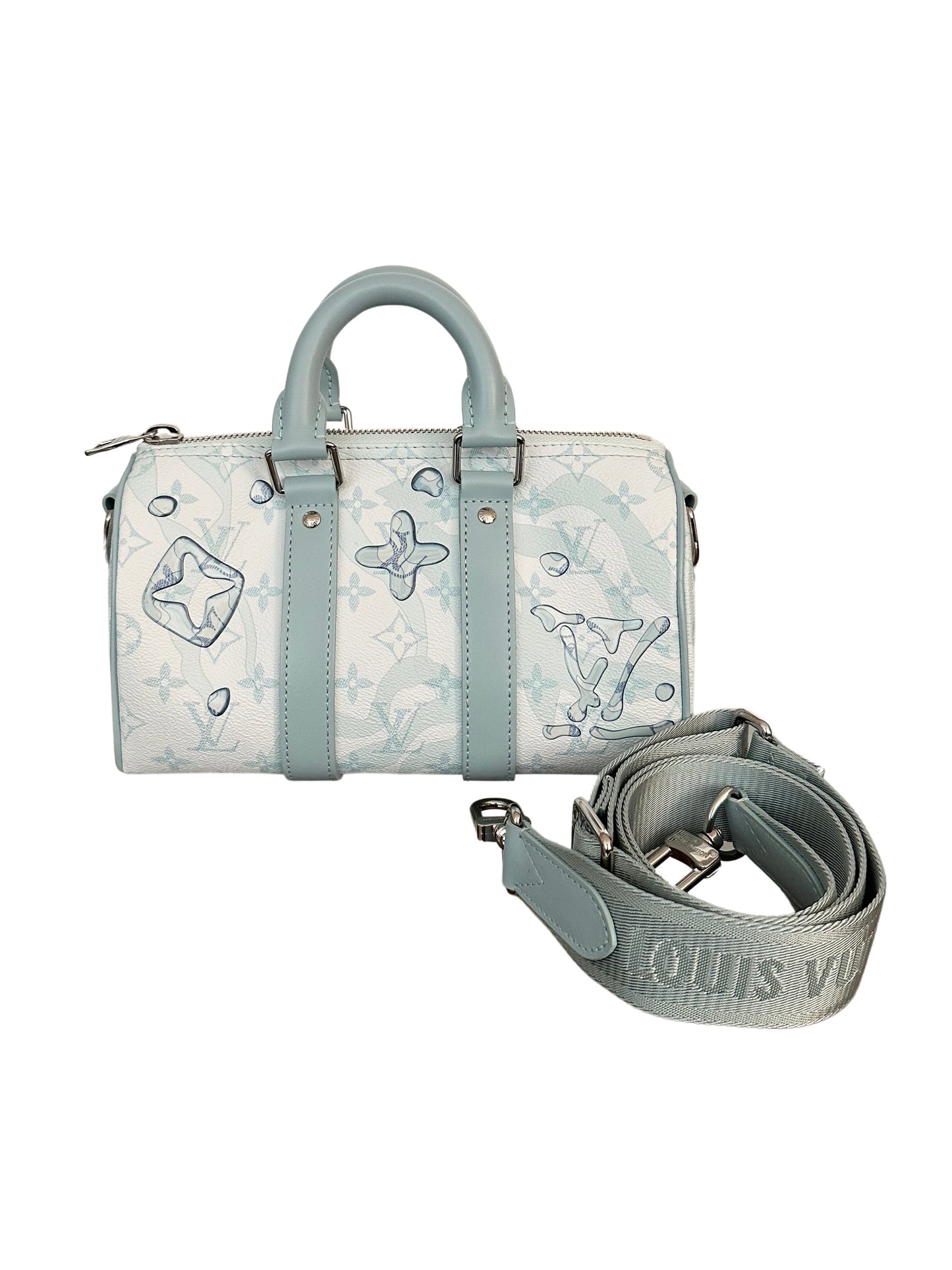 Louis Vuitton Aquagarden Keepall 25 Bandouliere Crystal Watercolor Blue