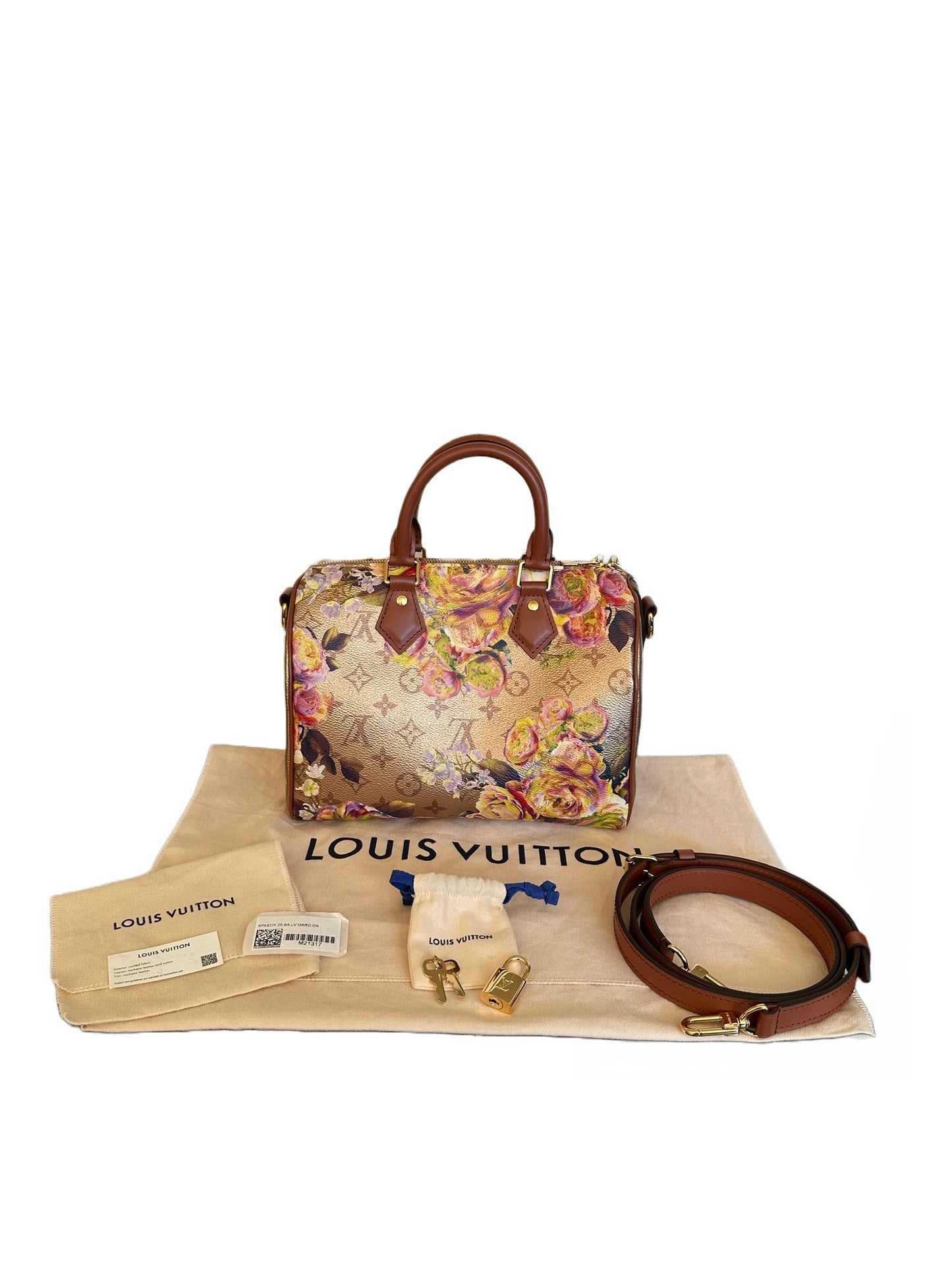 Louis Vuitton LV Garden Metallic Monogram Speedy Bandouliere 25 Gold