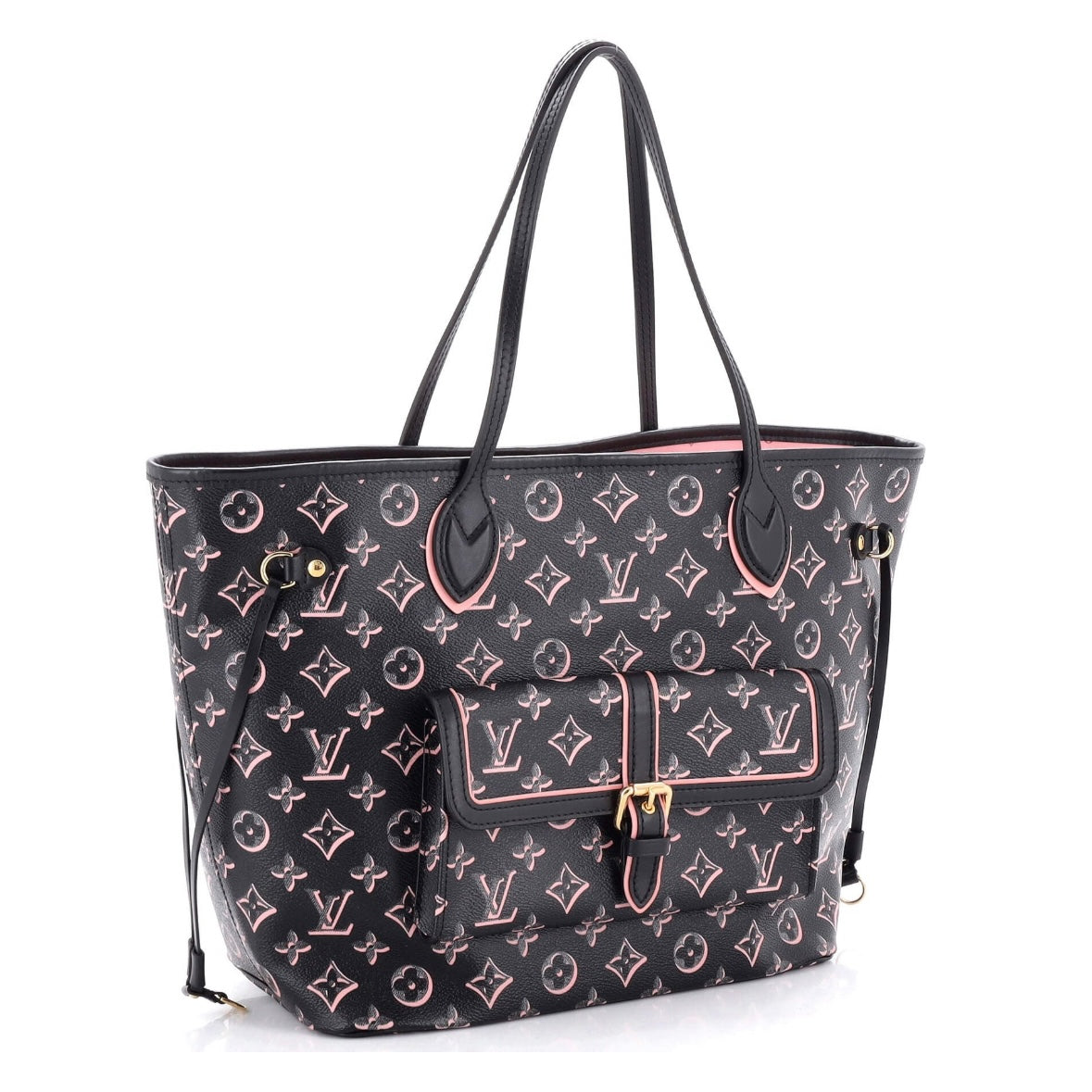 Louis Vuitton Black Pink Monogram Canvas Fall For You Neverfull MM
