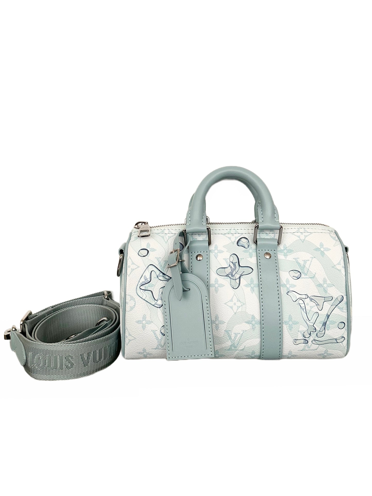 Louis Vuitton Aquagarden Keepall 25 Bandouliere Crystal Watercolor Blue