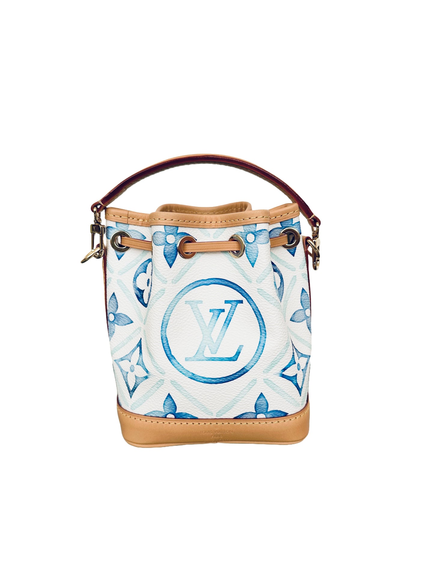 Louis Vuitton Nano Noe By The Pool Watercolor Bucket Bag Lagoon Blue