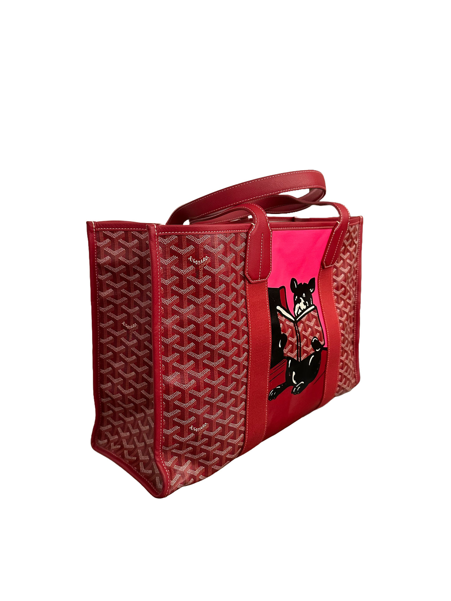 Goyard Villette MM Tote Bag Red Pink French Bulldog