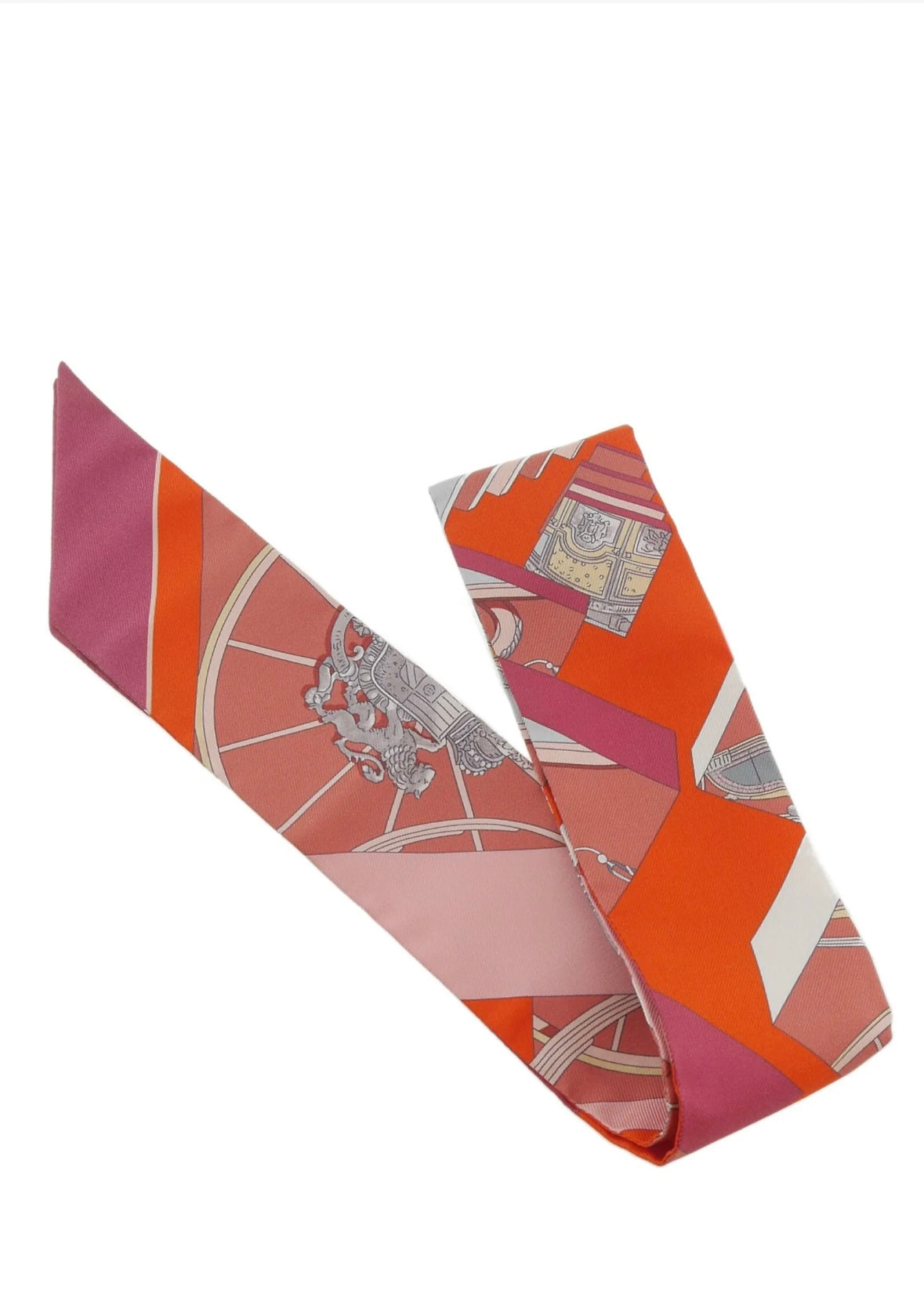 Hermes “Springs Springs” Silk Twilly Scarf Multi-color Silk F00983