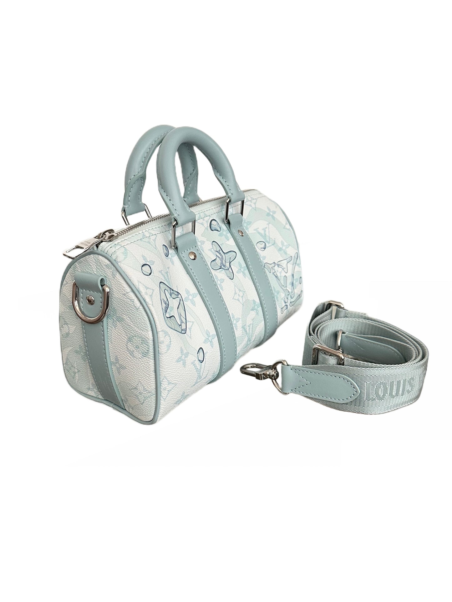 Louis Vuitton Aquagarden Keepall 25 Bandouliere Crystal Watercolor Blue