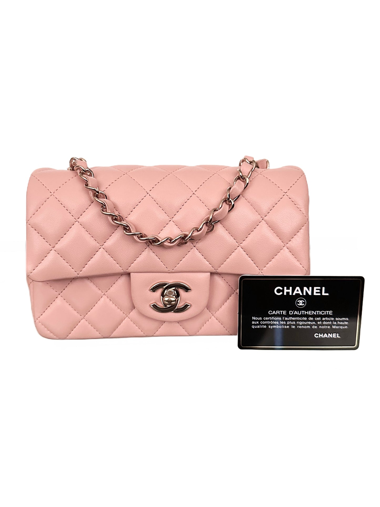 Chanel Classic Mini Flap Quilted Lambskin Pink Rose Light Gold Hardware