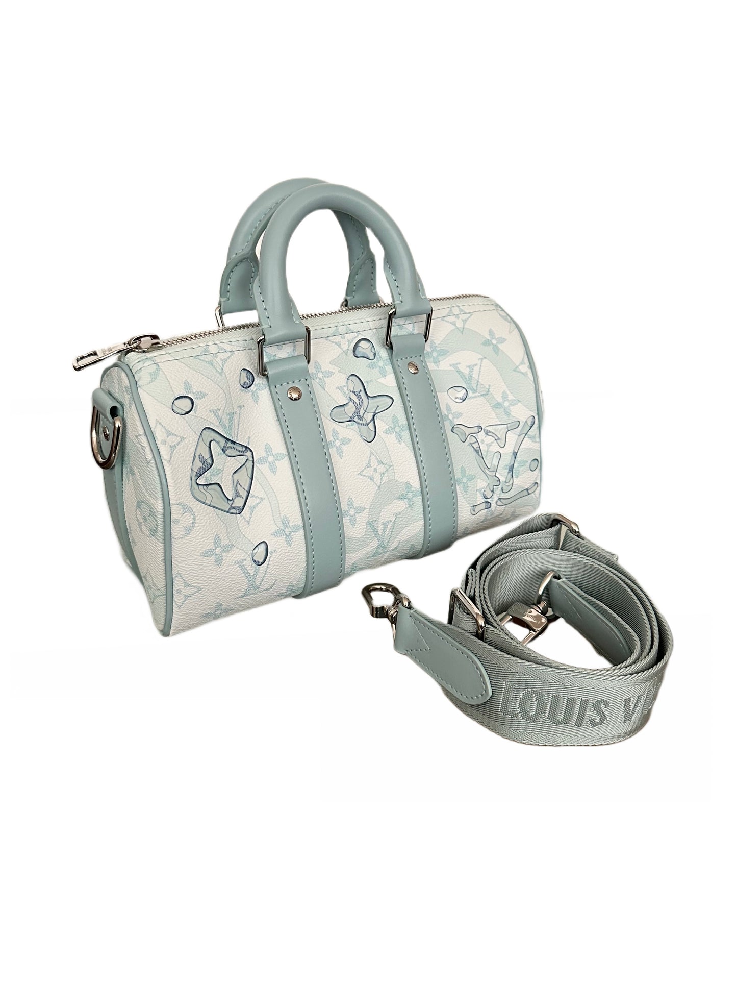 Louis Vuitton Aquagarden Keepall 25 Bandouliere Crystal Watercolor Blue