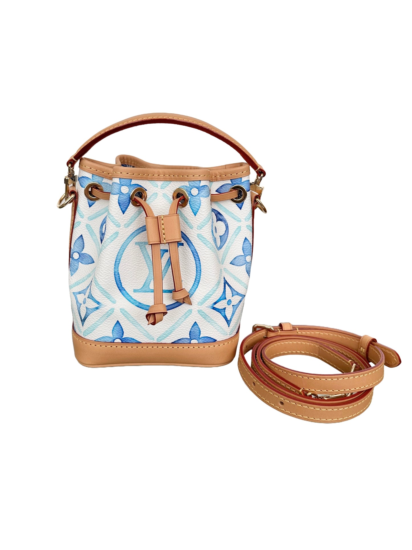 Louis Vuitton Nano Noe By The Pool Watercolor Bucket Bag Lagoon Blue