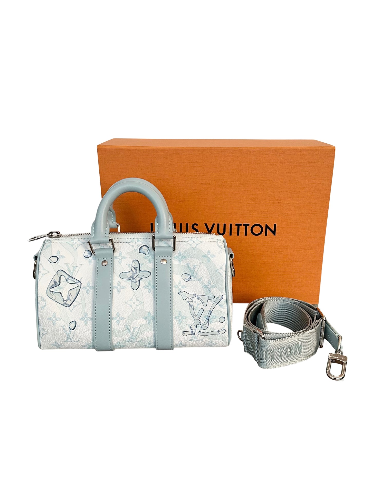 Louis Vuitton Aquagarden Keepall 25 Bandouliere Crystal Watercolor Blue