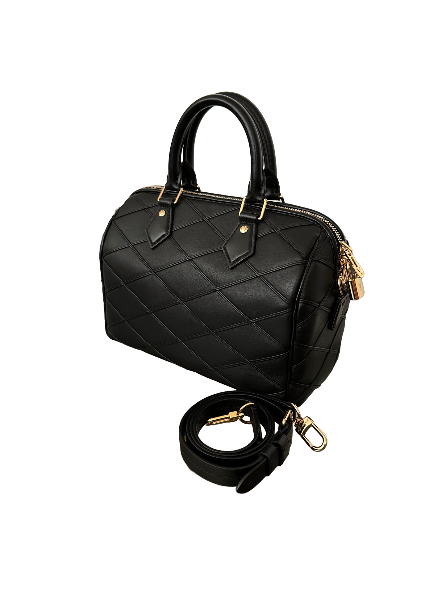 Louis Vuitton Speedy Bandouliere 25 Malletage Diamond Quilted Black