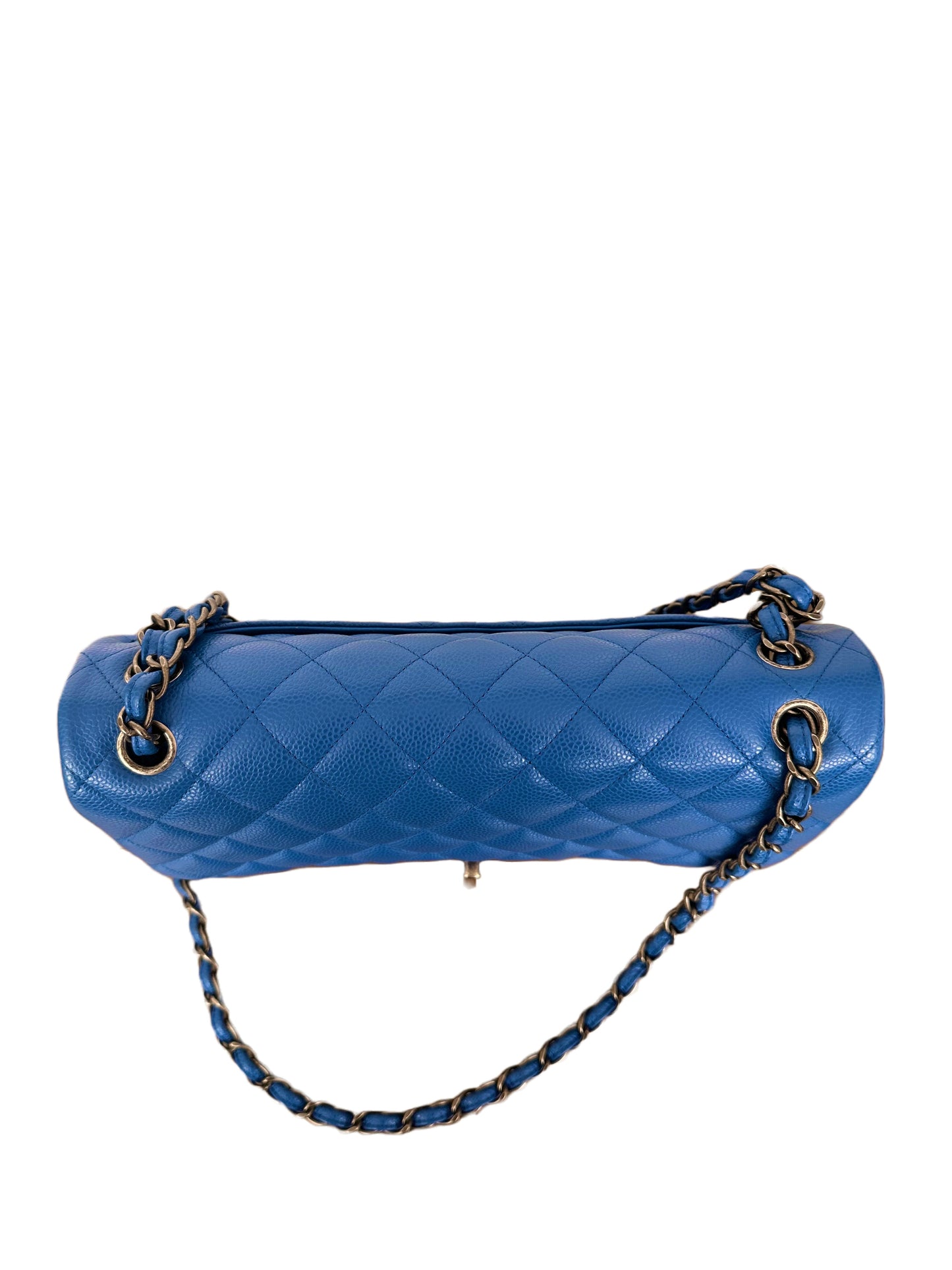 Chanel Classic Double Flap Bag Quilted Caviar Jumbo Sapphire Blue