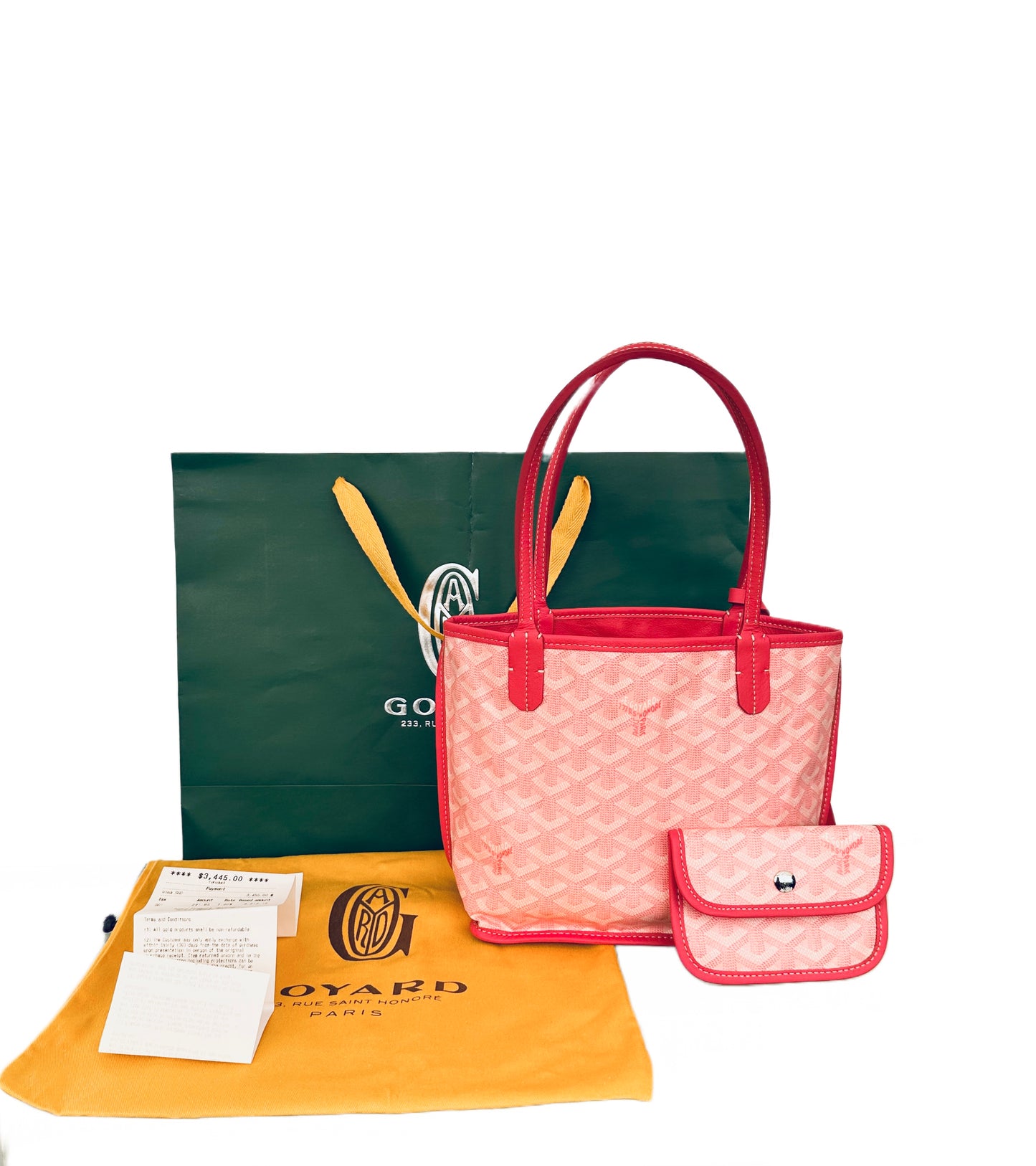 Goyard Goyardine Rose Pink Anjou Mini Reversible Tote Bag