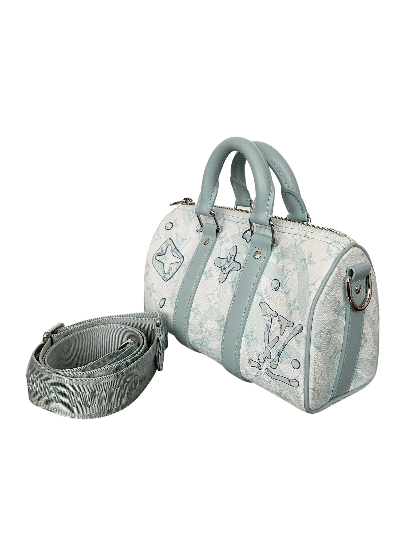 Louis Vuitton Aquagarden Keepall 25 Bandouliere Crystal Watercolor Blue
