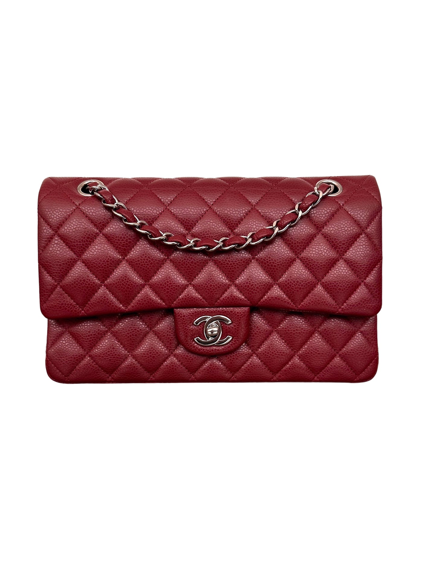 Chanel Classic Double Flap Medium Caviar Burgundy Wine Red