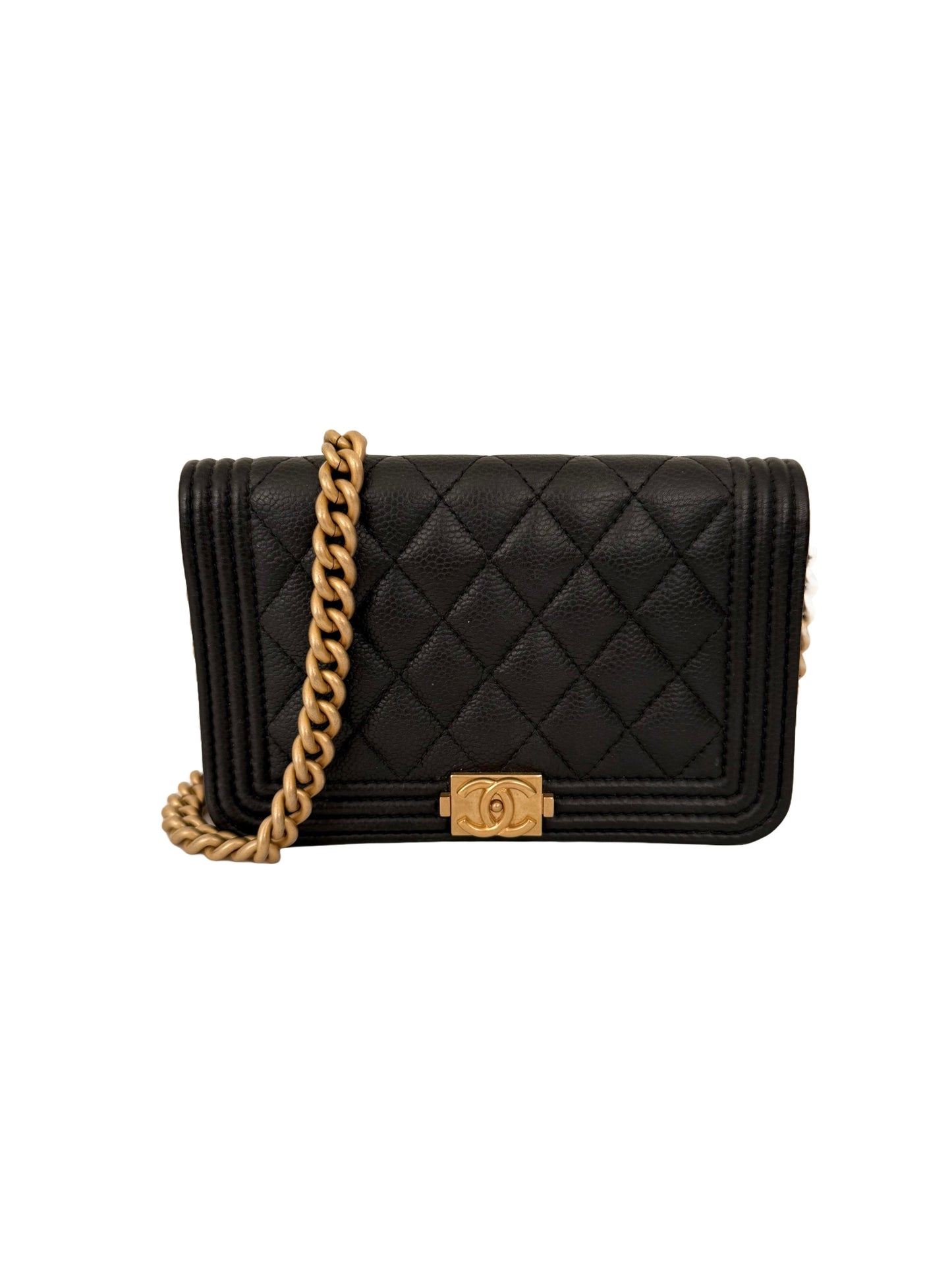 Chanel Caviar Quilted Boy Wallet on Chain Mini Black