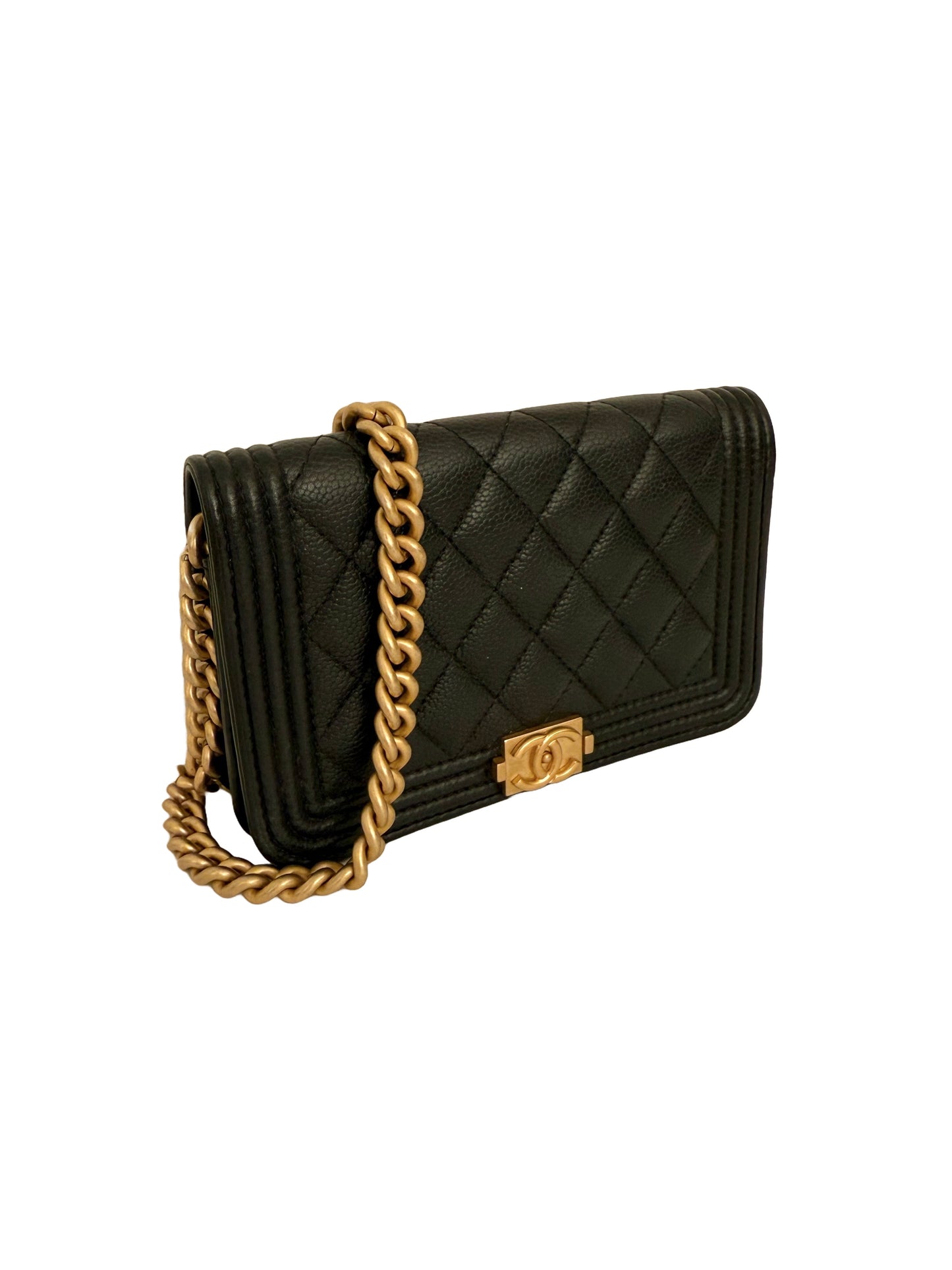 Chanel Caviar Quilted Boy Wallet on Chain Mini Black