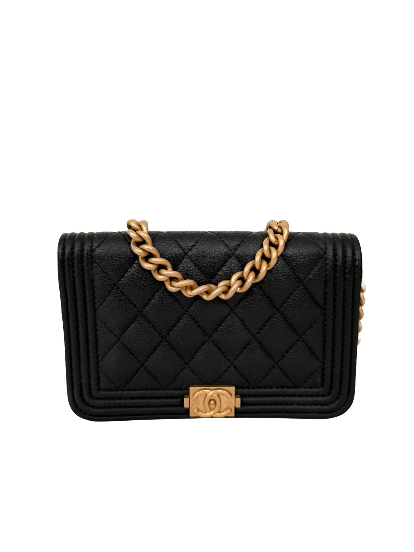 Chanel Caviar Quilted Boy Wallet on Chain Mini Black