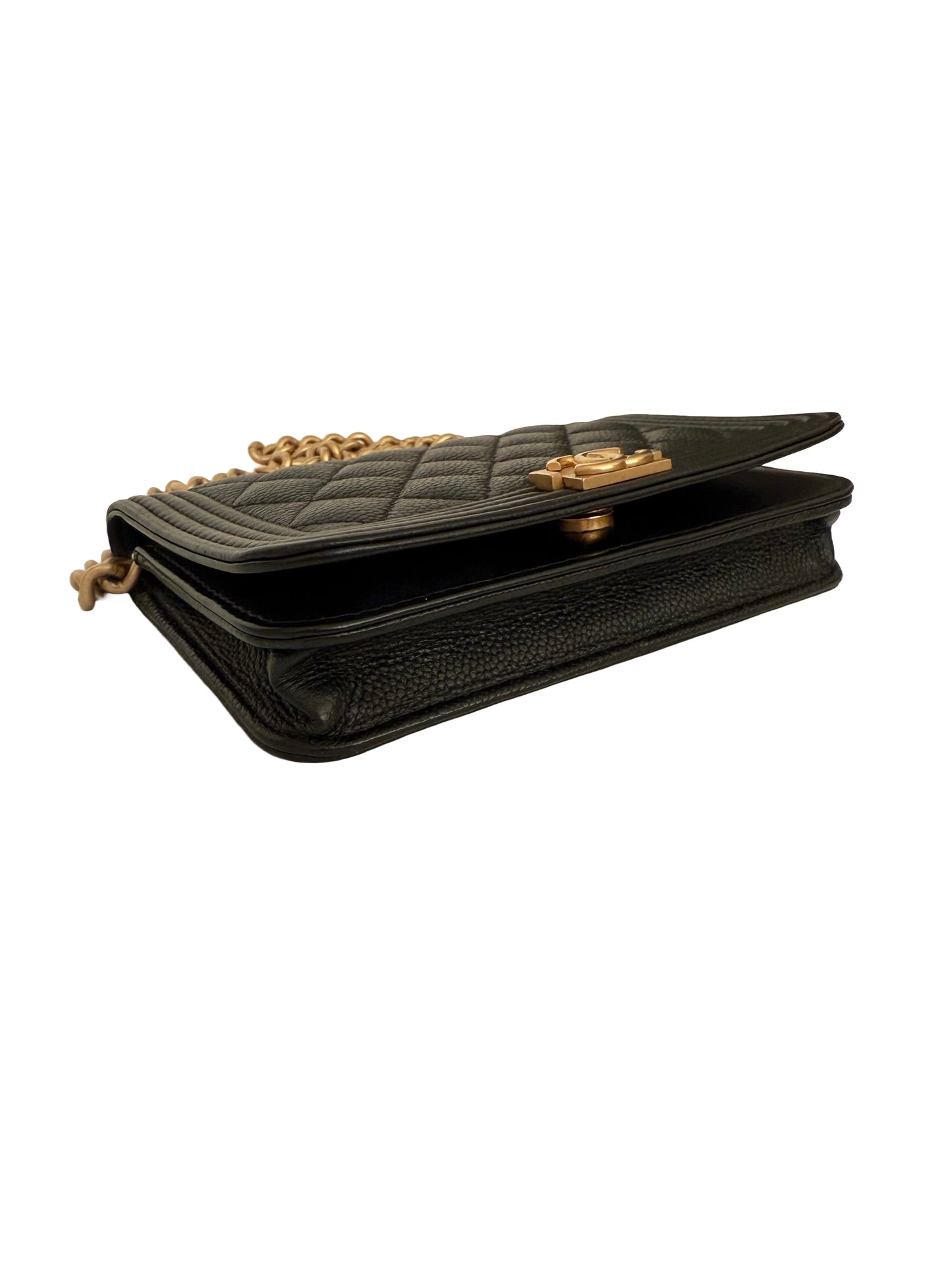 Chanel Caviar Quilted Boy Wallet on Chain Mini Black