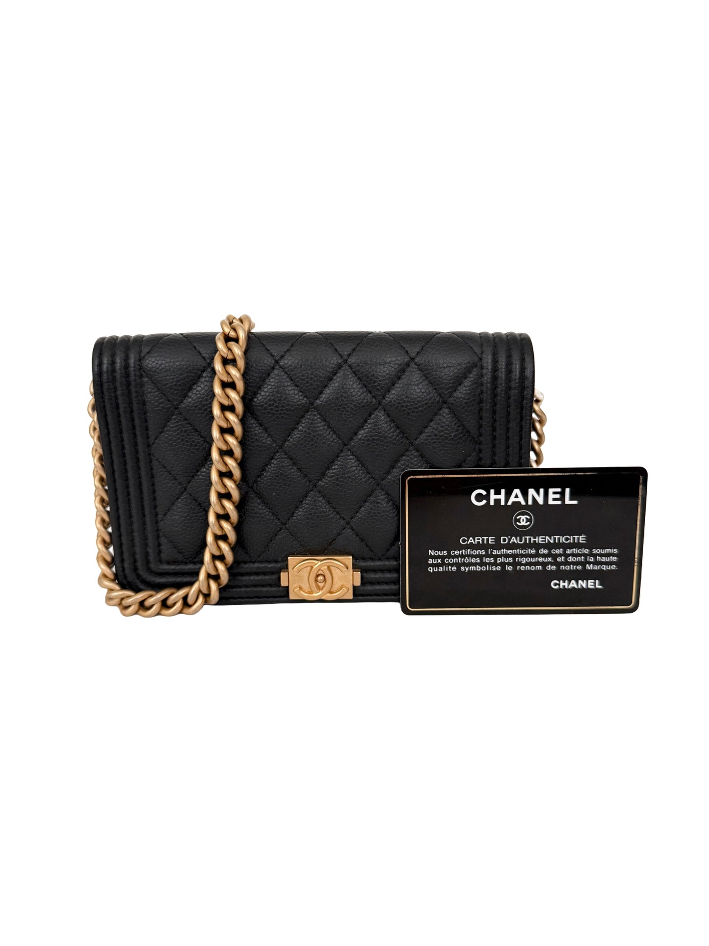 Chanel Caviar Quilted Boy Wallet on Chain Mini Black