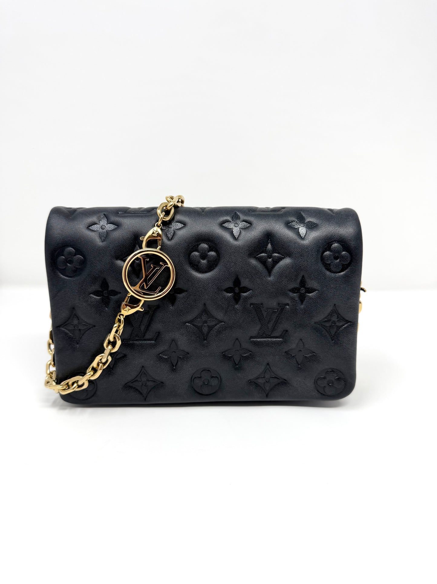 Louis Vuitton Pochette Coussin Monogram Embossed Black