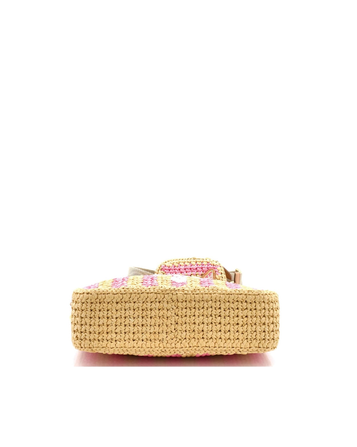 Prada Re-Edition 2005 Raffia Crochet Pink Striped Naturale Petalo