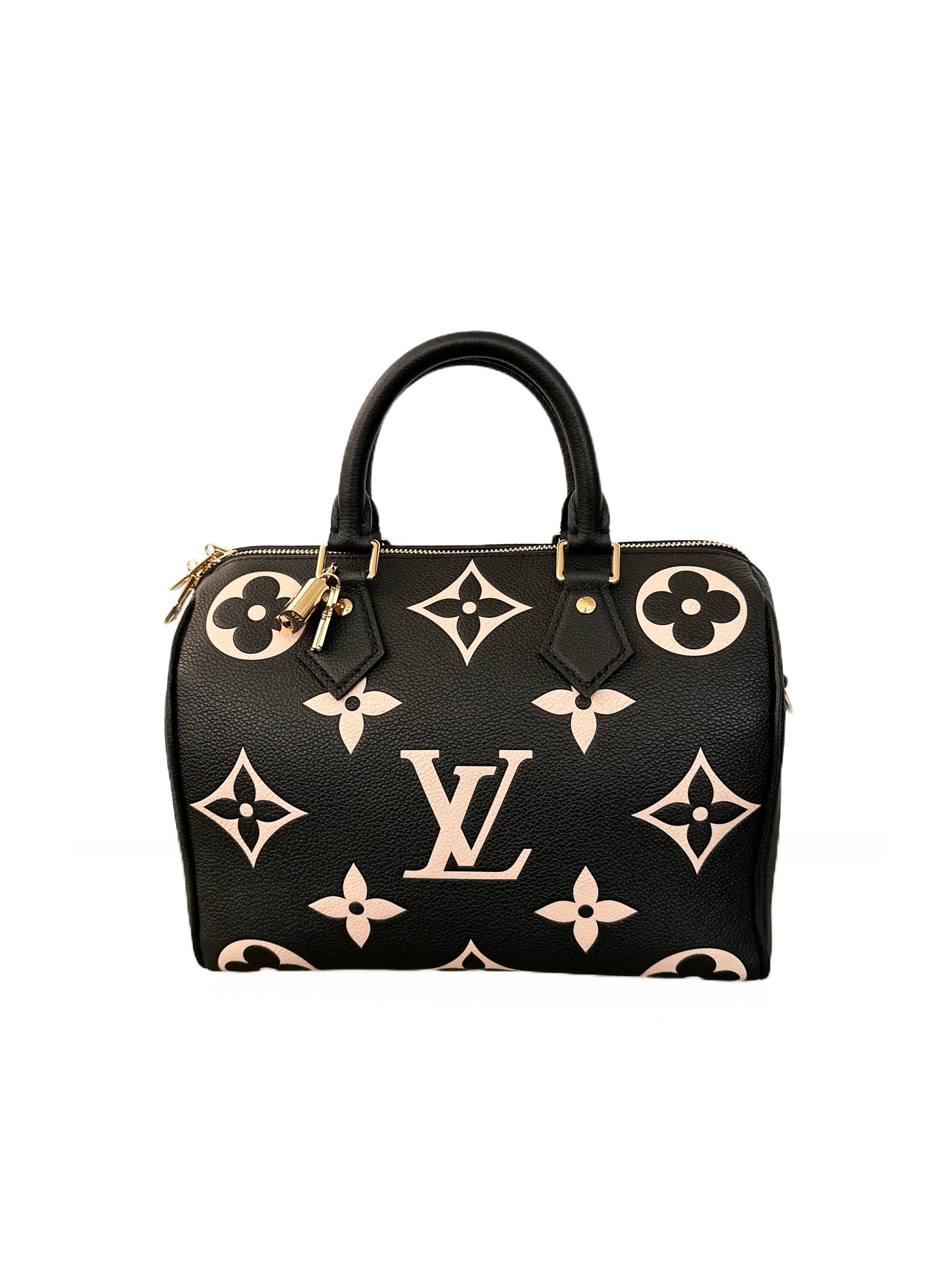 Louis Vuitton Bicolor Speedy Bandouliere 25 Monogram Empreinte Black M58947