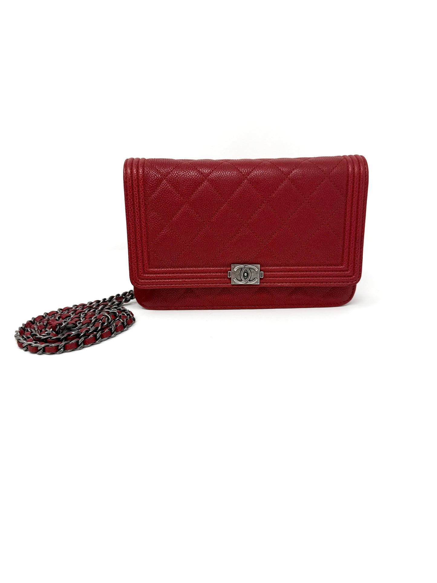 Chanel Boy Wallet On Chain Red Caviar