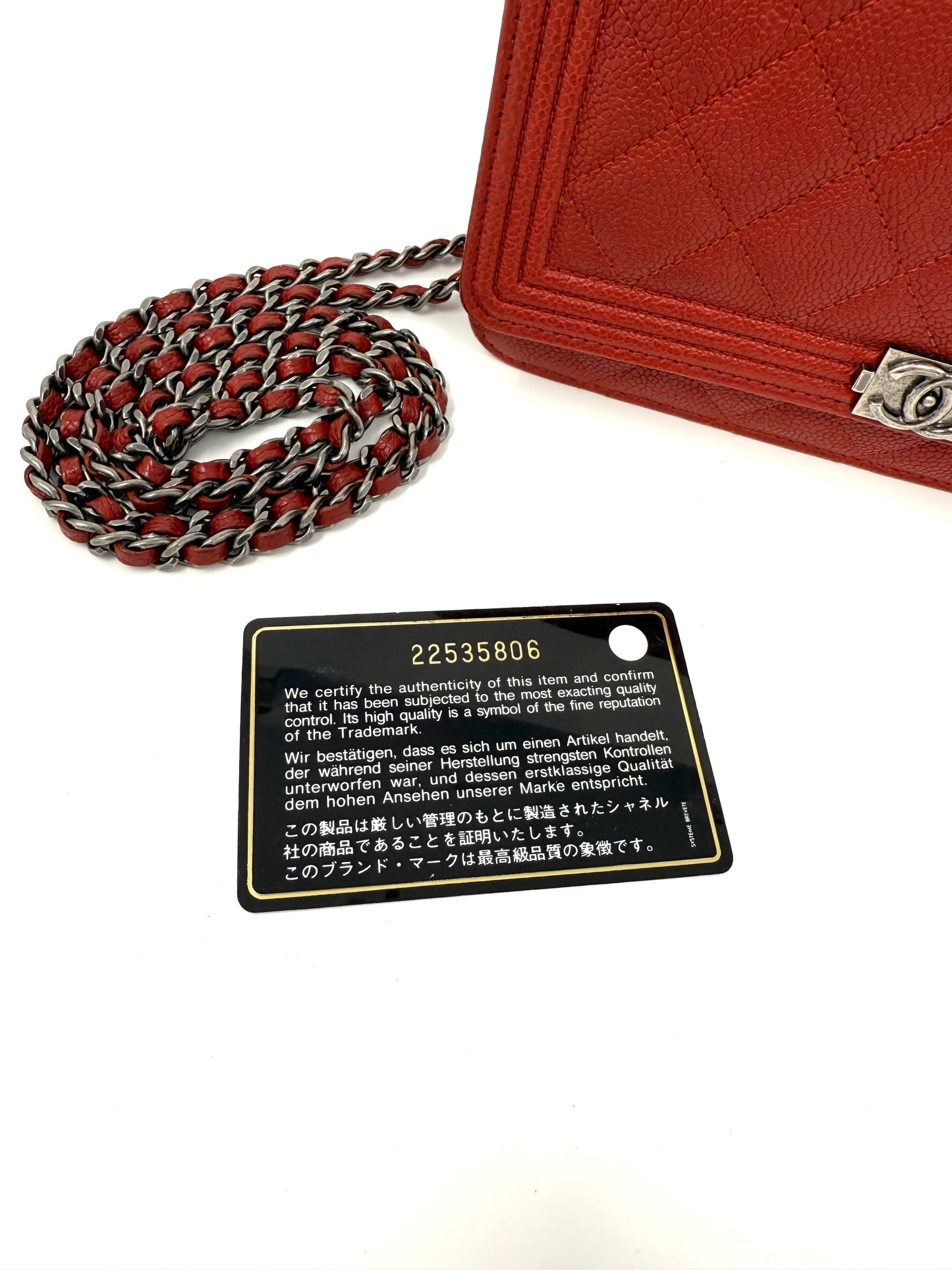 Chanel Boy Wallet On Chain Red Caviar