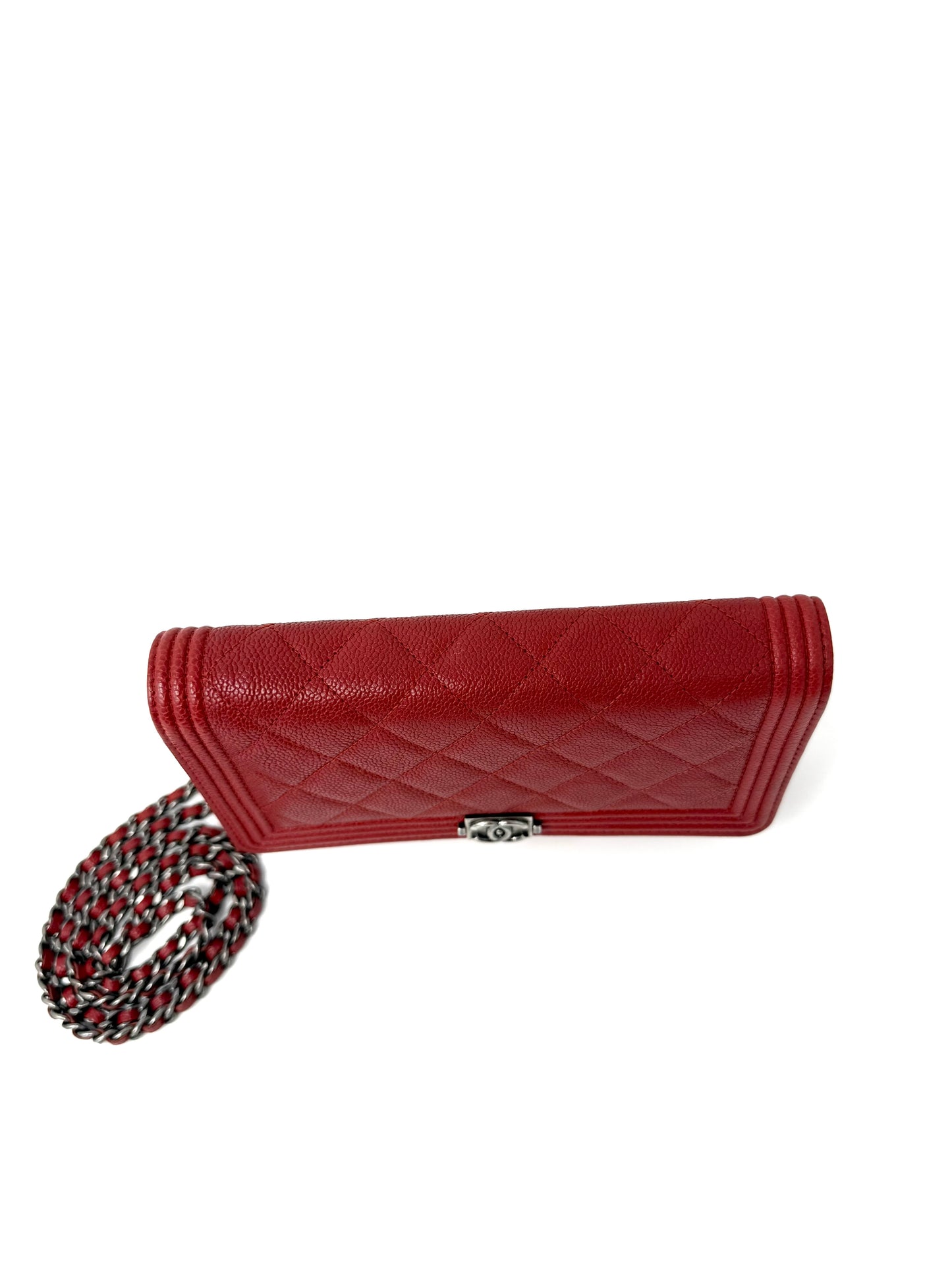Chanel Boy Wallet On Chain Red Caviar