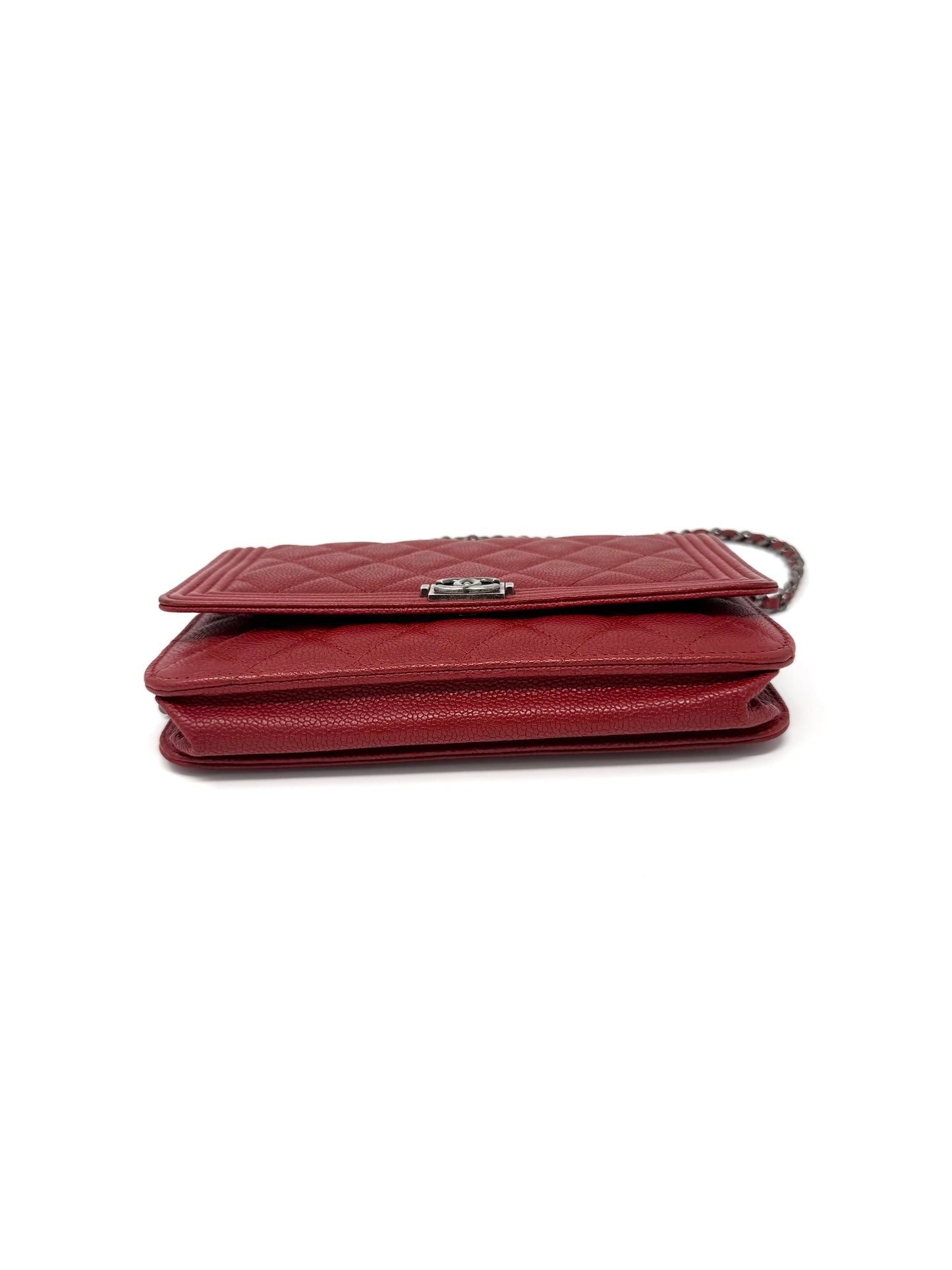 Chanel Boy Wallet On Chain Red Caviar