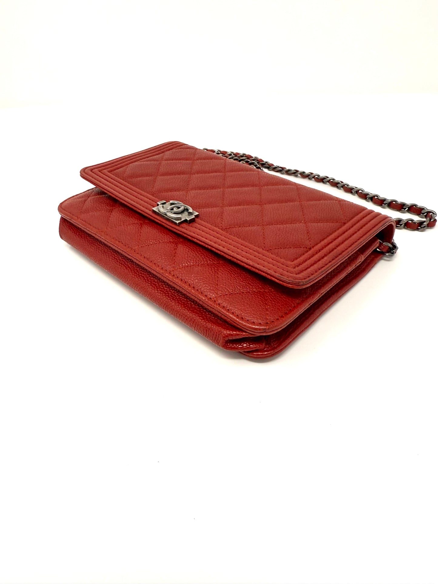 Chanel Boy Wallet On Chain Red Caviar