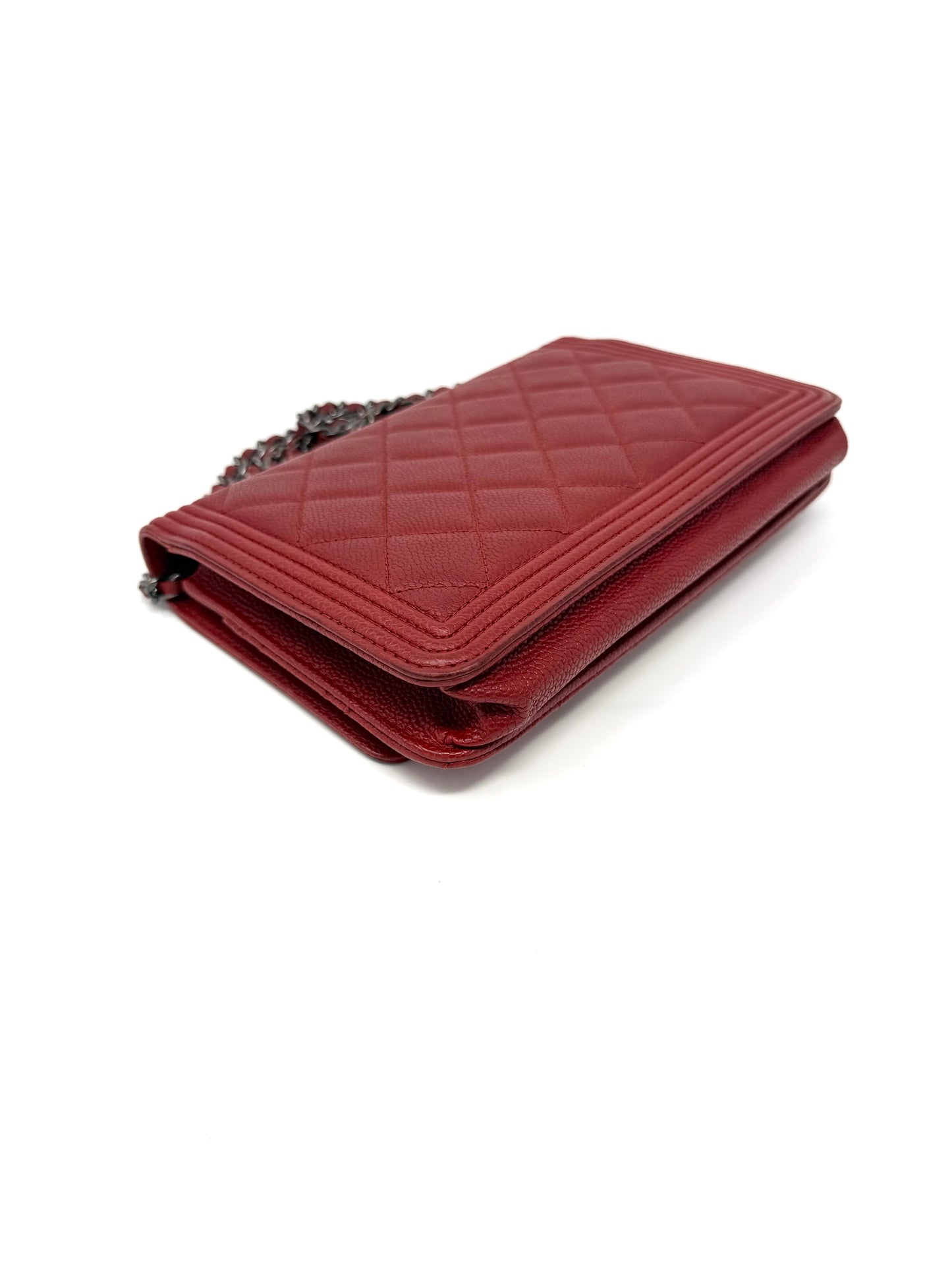 Chanel Boy Wallet On Chain Red Caviar