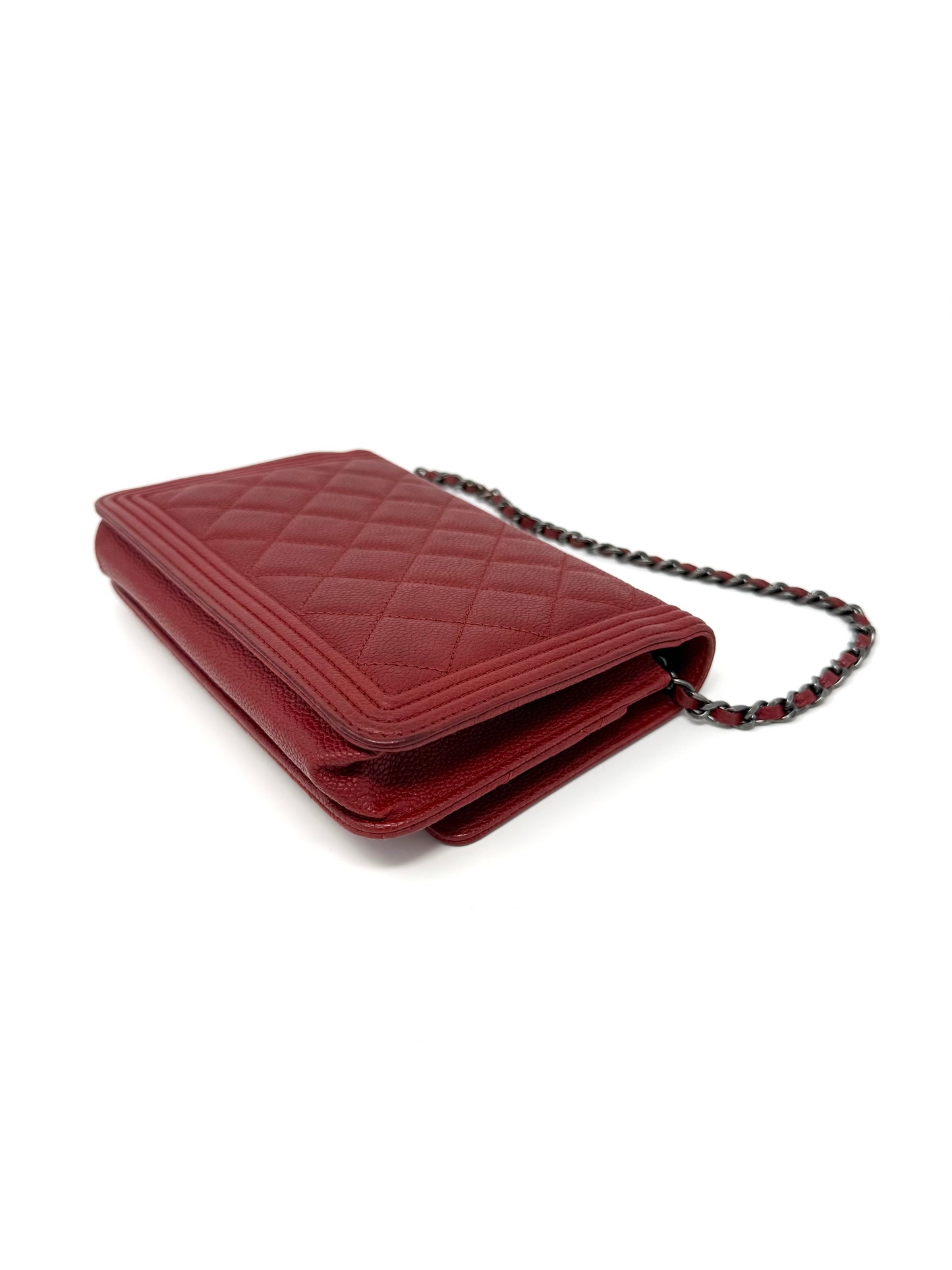 Chanel Boy Wallet On Chain Red Caviar