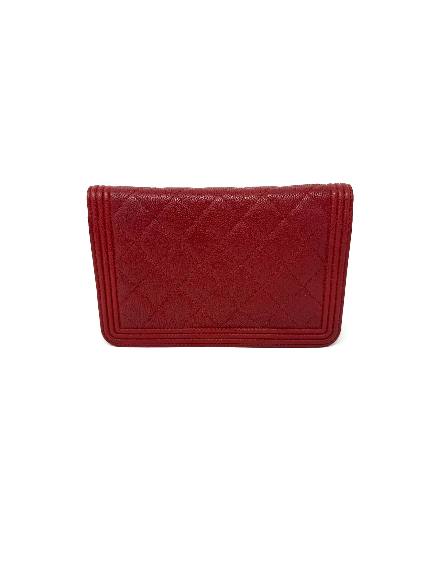 Chanel Boy Wallet On Chain Red Caviar