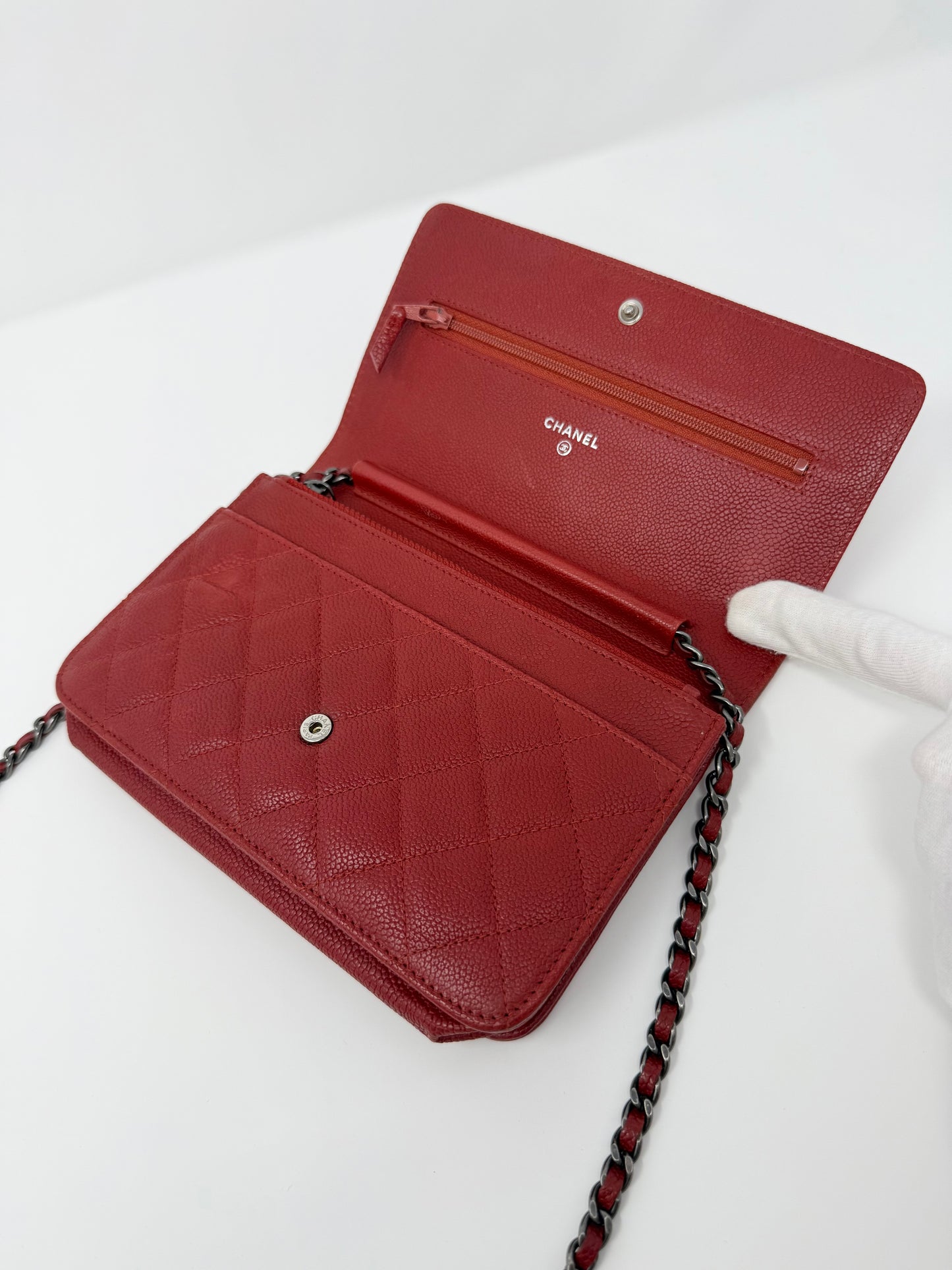 Chanel Boy Wallet On Chain Red Caviar