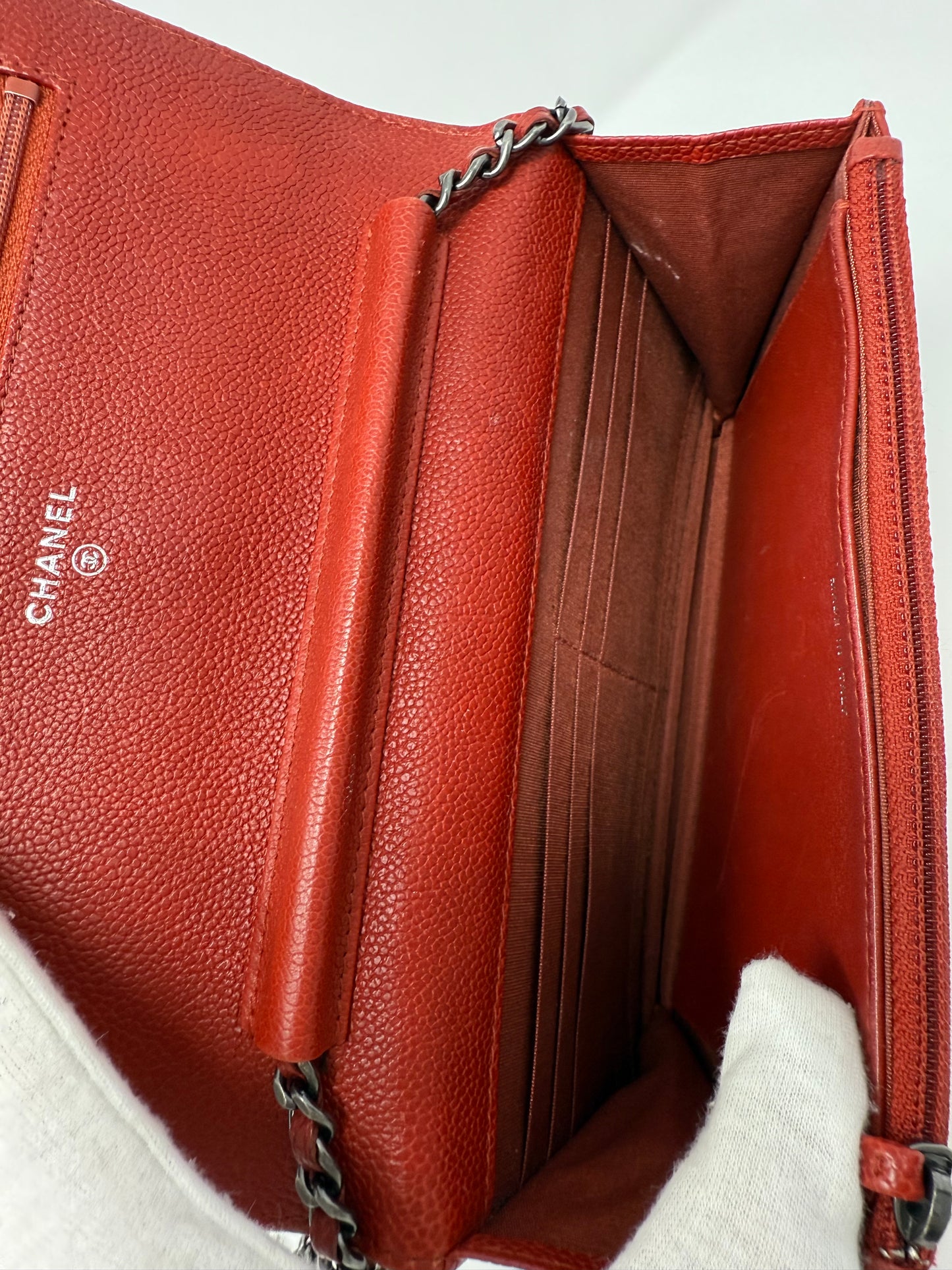 Chanel Boy Wallet On Chain Red Caviar