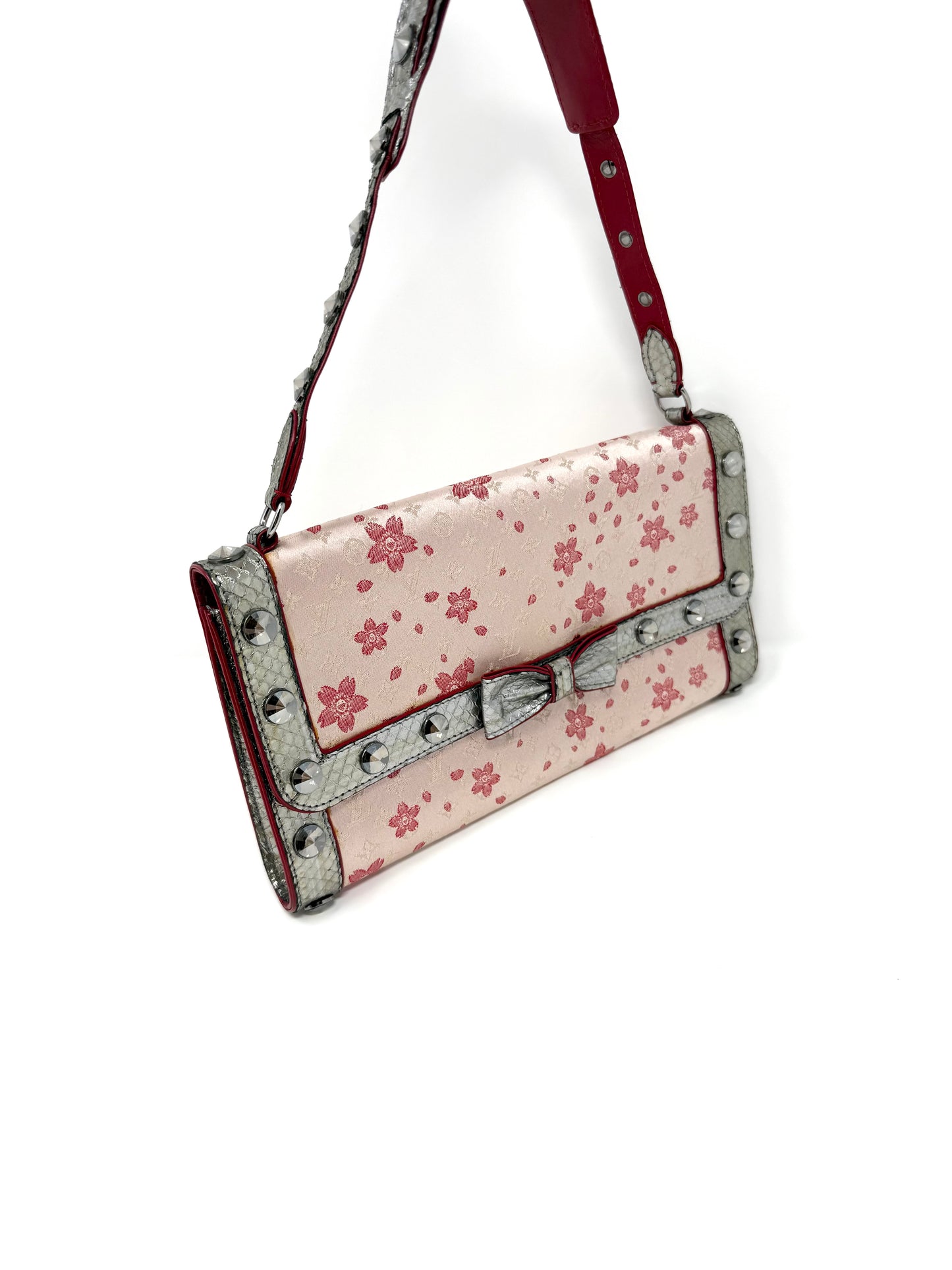 Louis Vuitton Murakami Cherry Blossom Satin Pink Silver Exotic Shoulder Bag