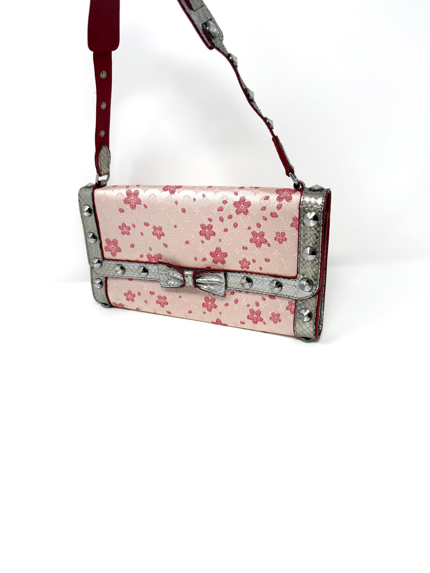 Louis Vuitton Murakami Cherry Blossom Satin Pink Silver Exotic Shoulder Bag