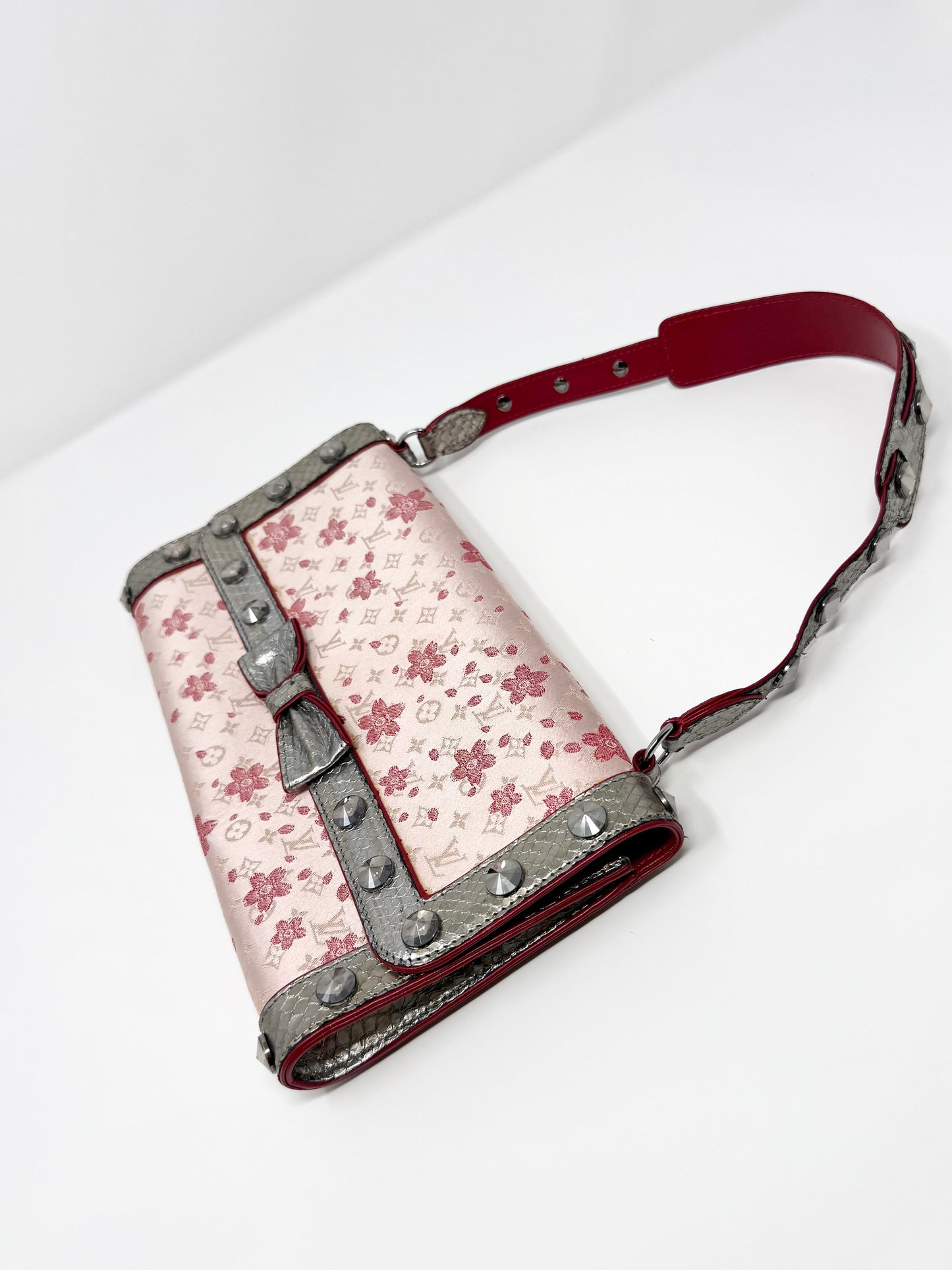 Louis Vuitton Murakami Cherry Blossom Satin Pink Silver Exotic Shoulder Bag