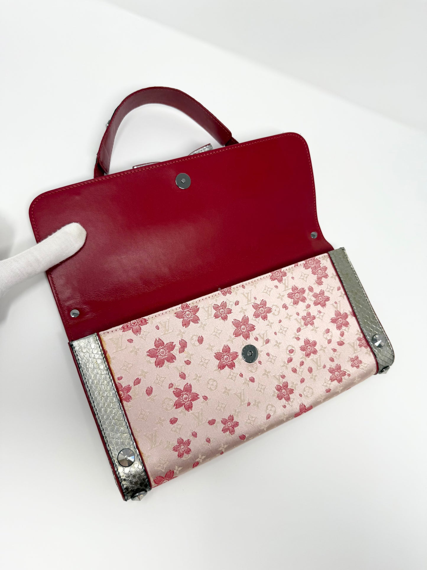 Louis Vuitton Murakami Cherry Blossom Satin Pink Silver Exotic Shoulder Bag