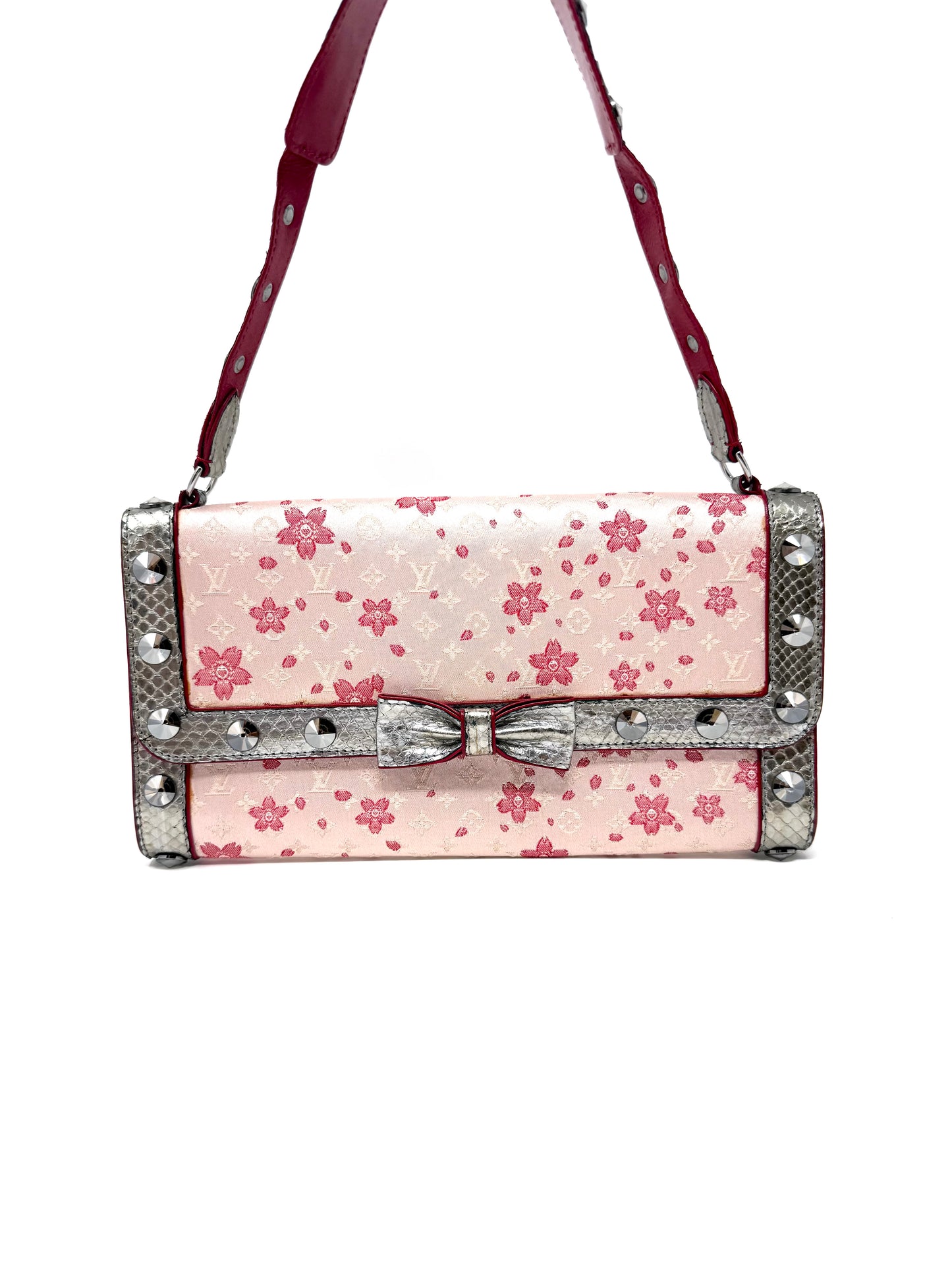 Louis Vuitton Murakami Cherry Blossom Satin Pink Silver Exotic Shoulder Bag