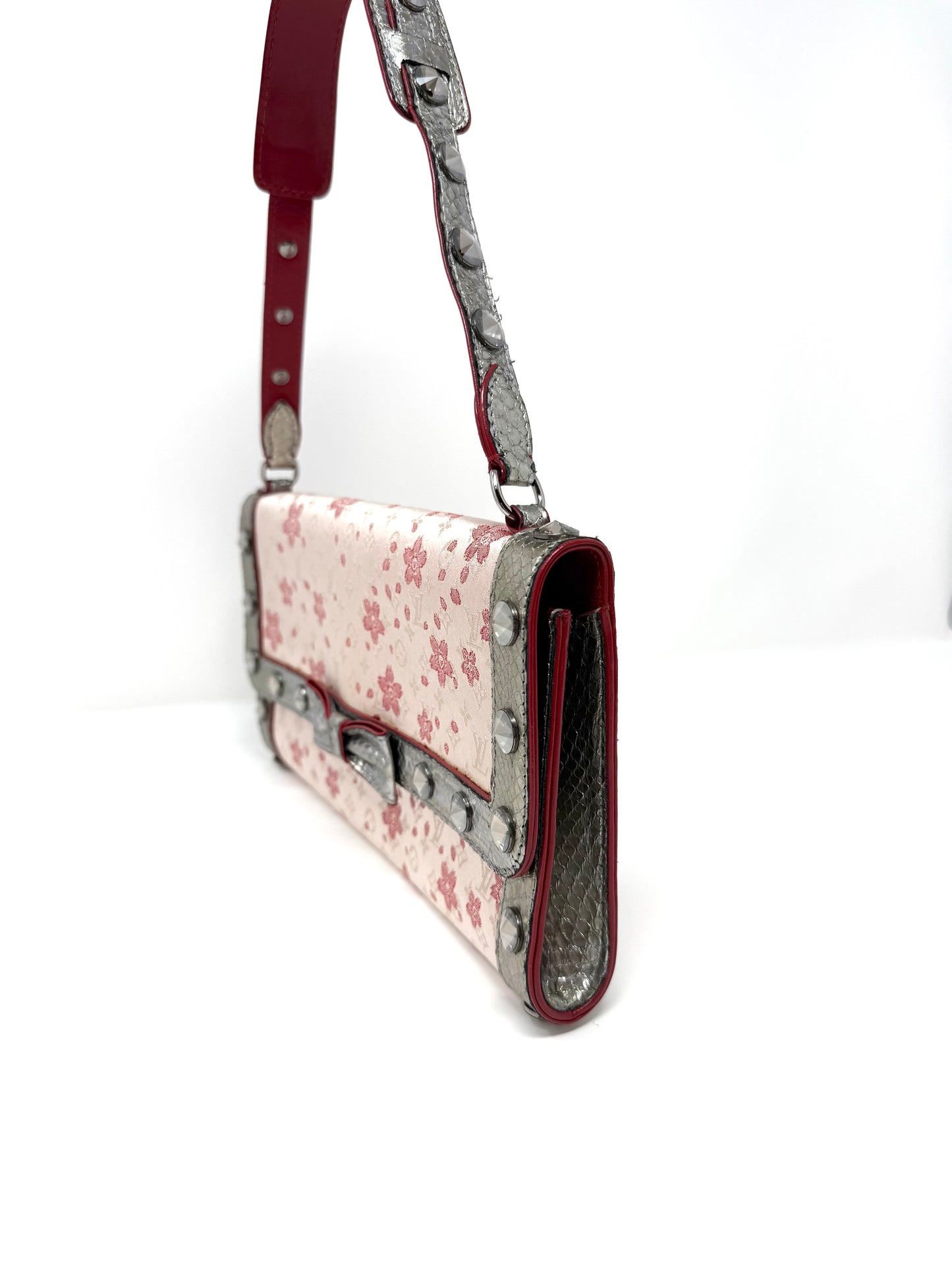 Louis Vuitton Murakami Cherry Blossom Satin Pink Silver Exotic Shoulder Bag