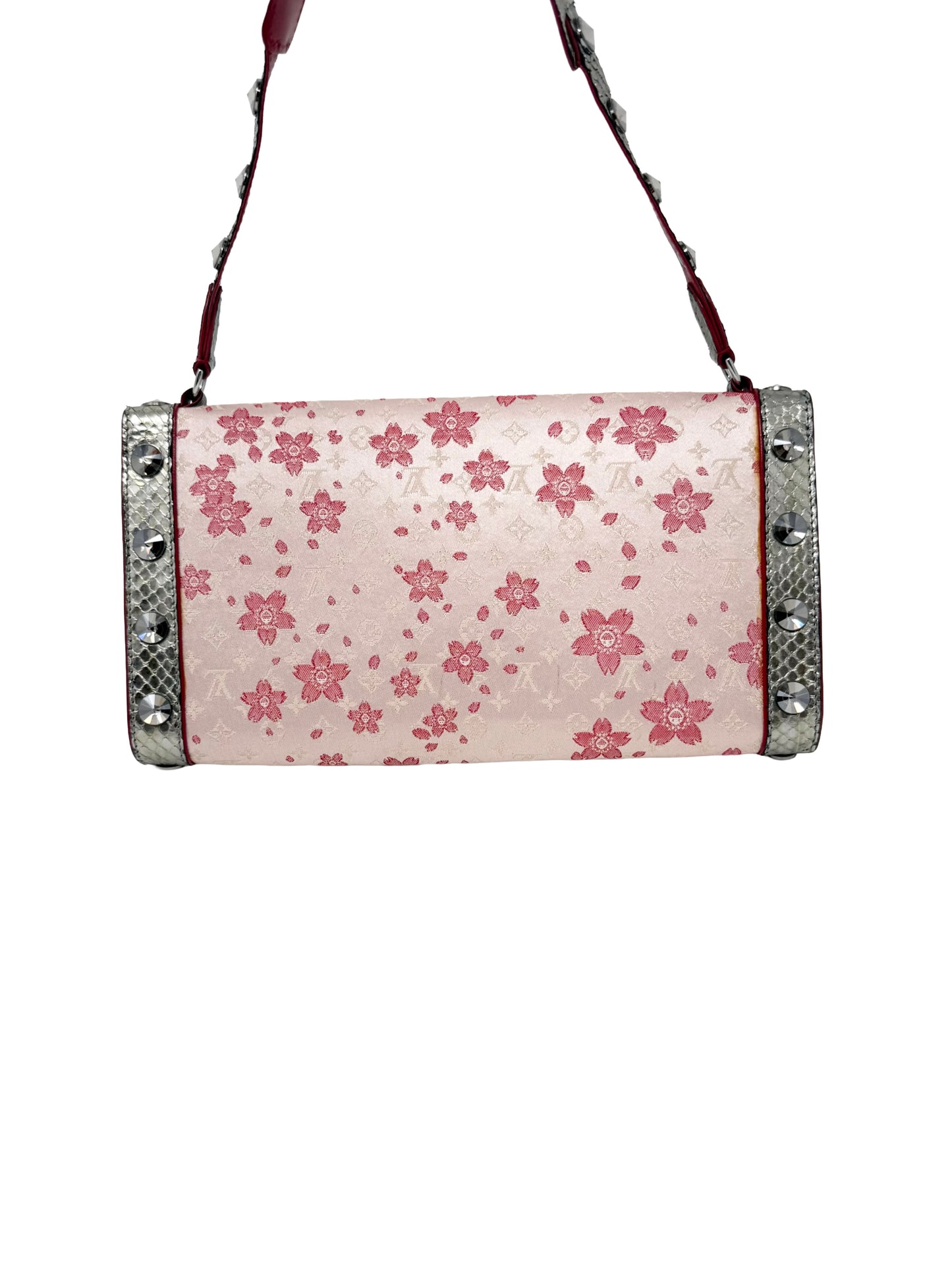 Louis Vuitton Murakami Cherry Blossom Satin Pink Silver Exotic Shoulder Bag