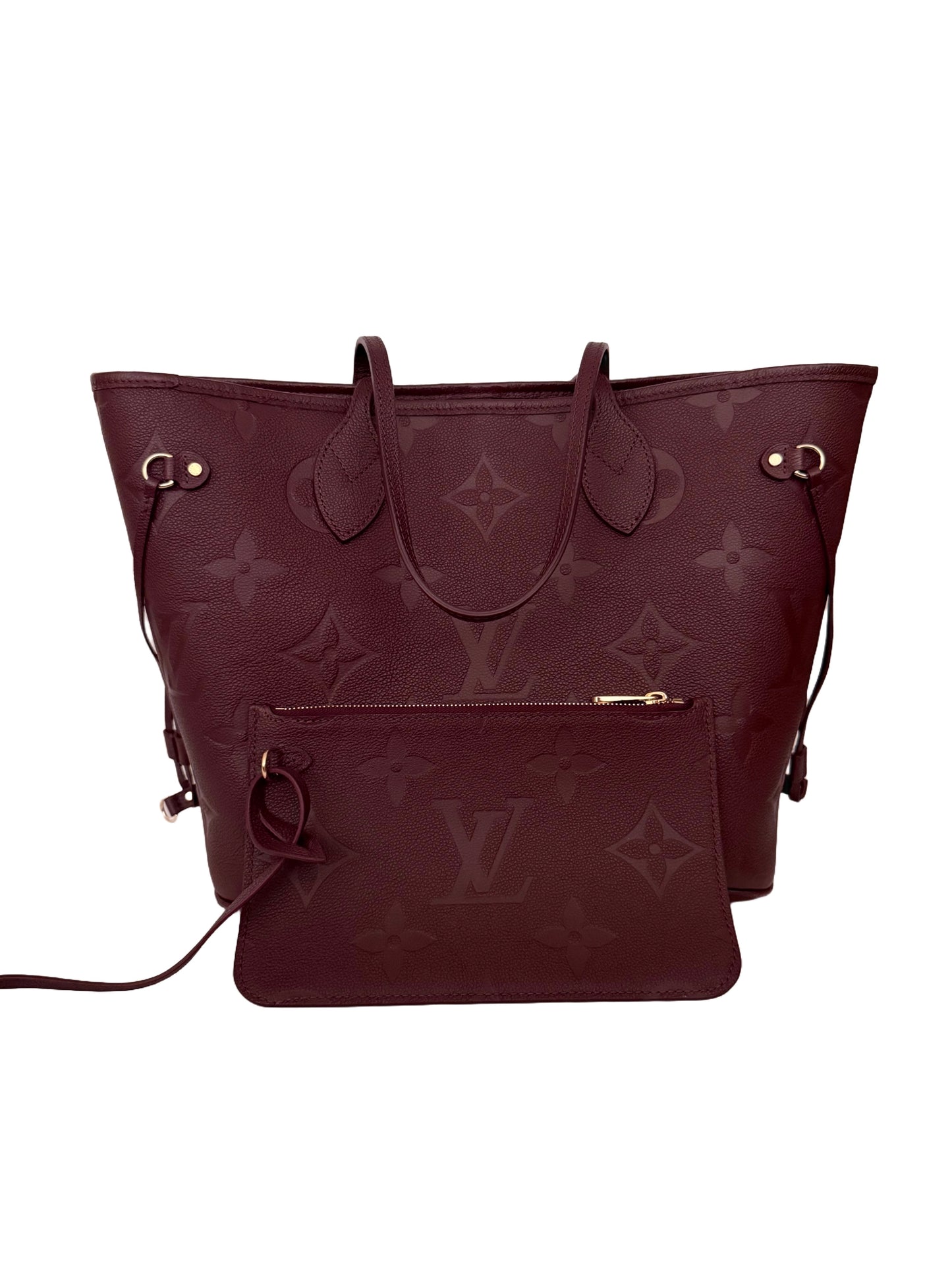 Louis Vuitton Monogram Giant Empreinte Neverfull MM Tote Burgundy Wine