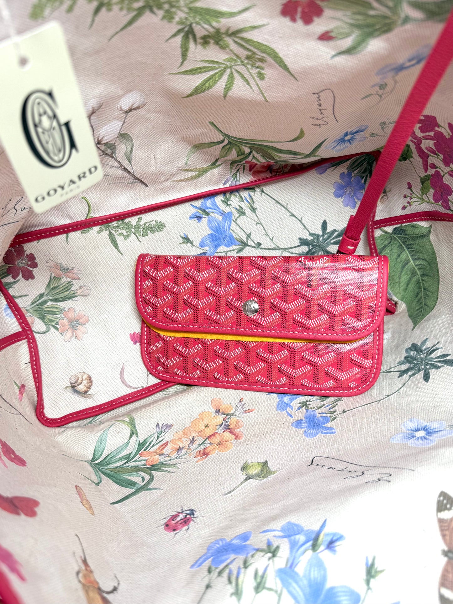 Goyard Saint Louis PM Tote Le Jardin Fuschia Pink Garden Reversible