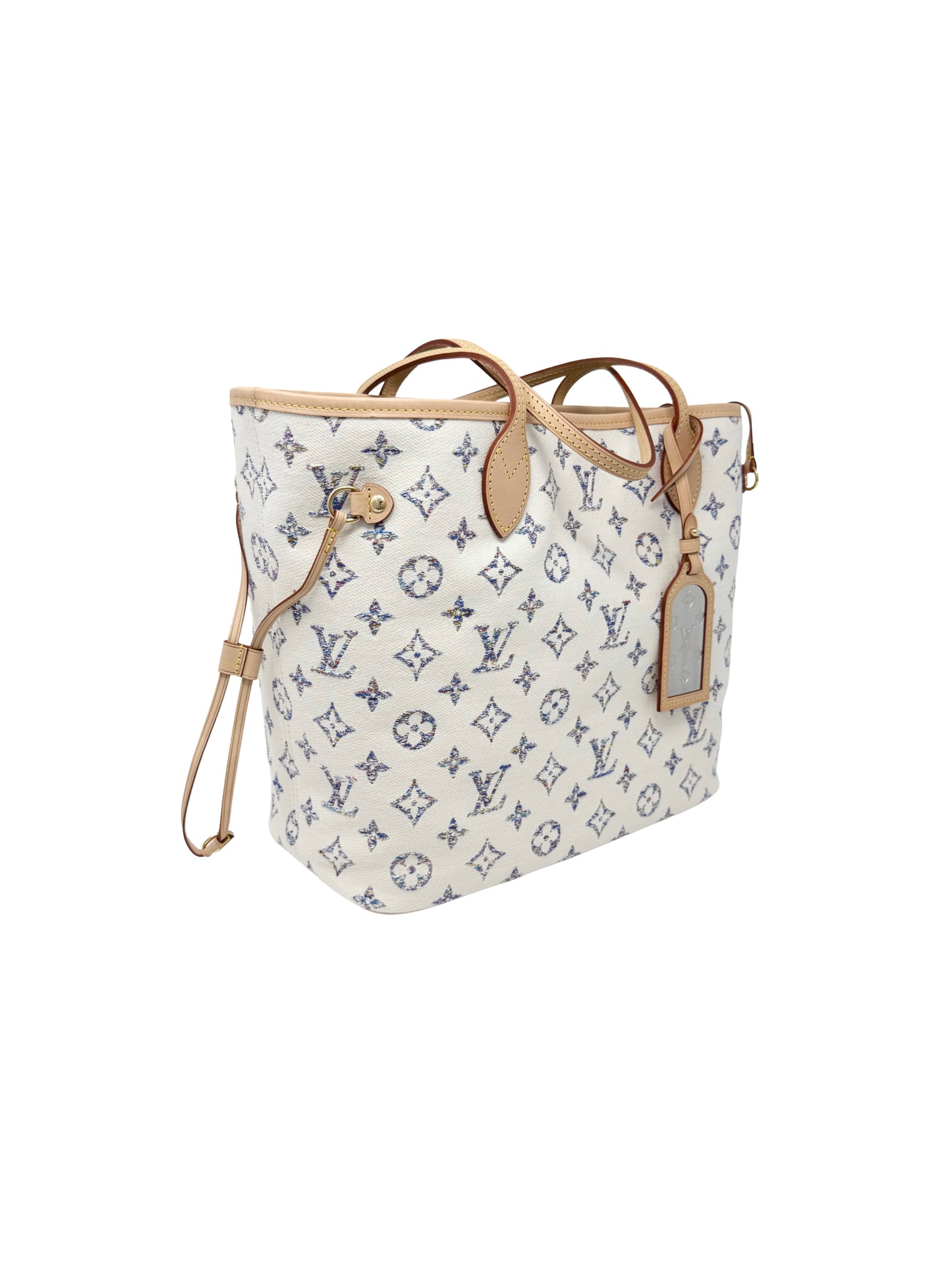 Louis Vuitton Neverfull MM Cream Multicolor Rainbow Nautical