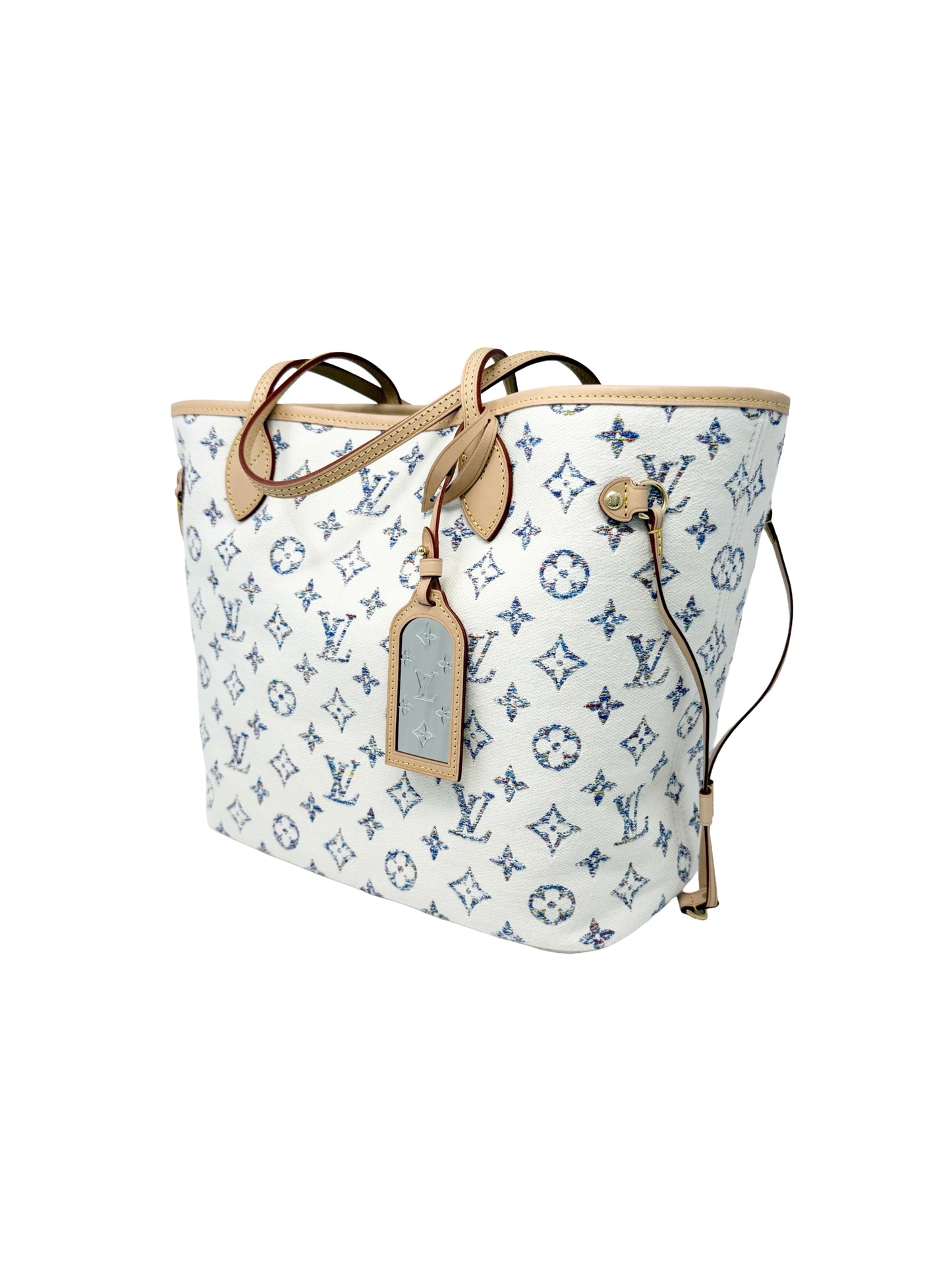 Louis Vuitton Neverfull MM Cream Multicolor Rainbow Nautical