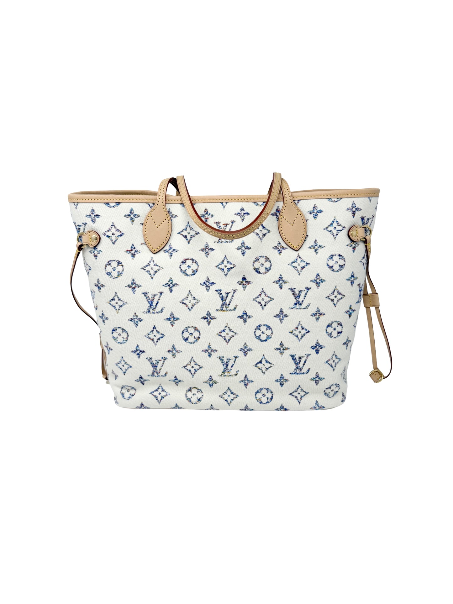 Louis Vuitton Neverfull MM Cream Multicolor Rainbow Nautical